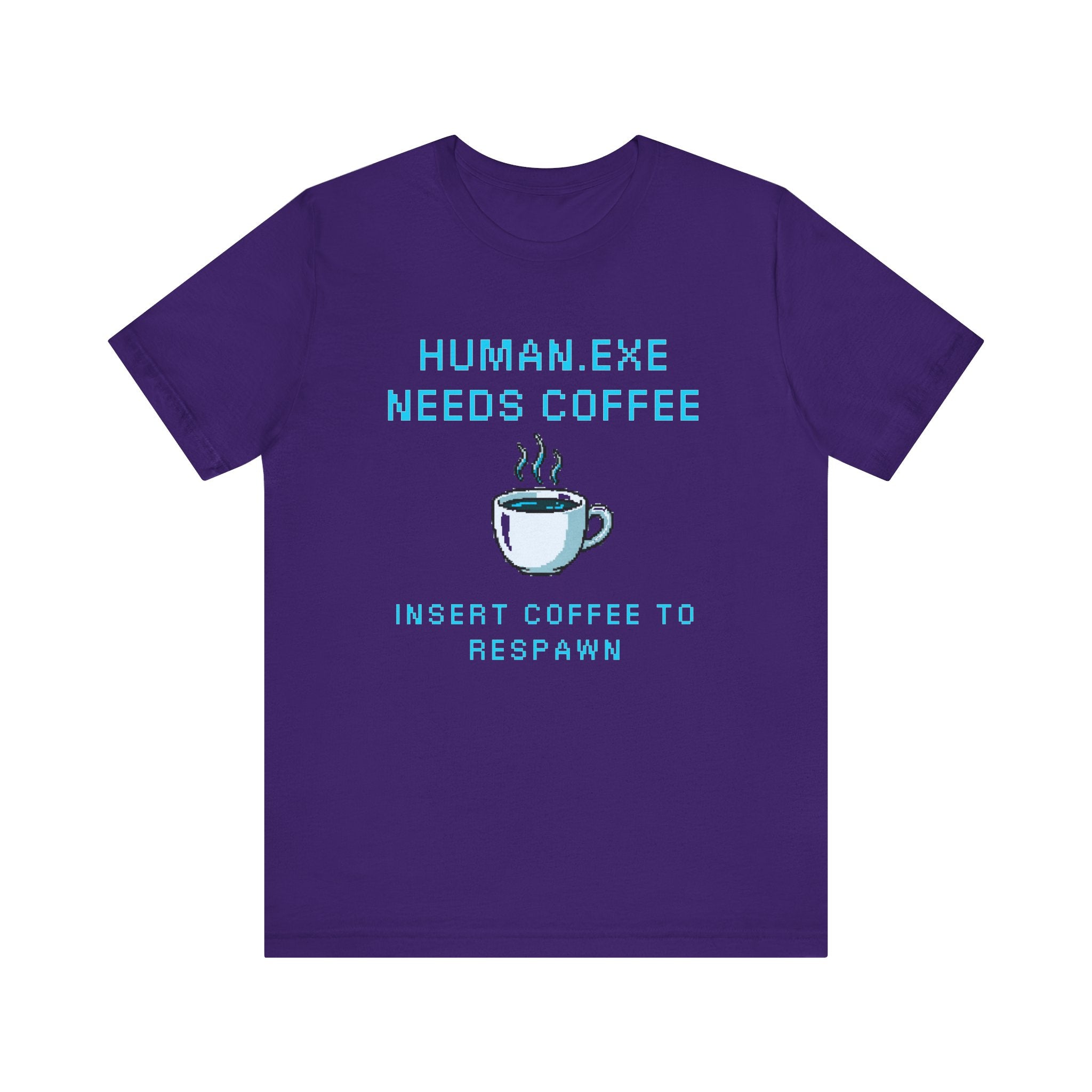 ☕ HUMAN.EXE NEEDS COFFEE Shirt • Insert Coffee to Respawn Gamer Tee • Morning Boot Sequence Pixel T-Shirt • Funny 80s 90s Gamer Gift