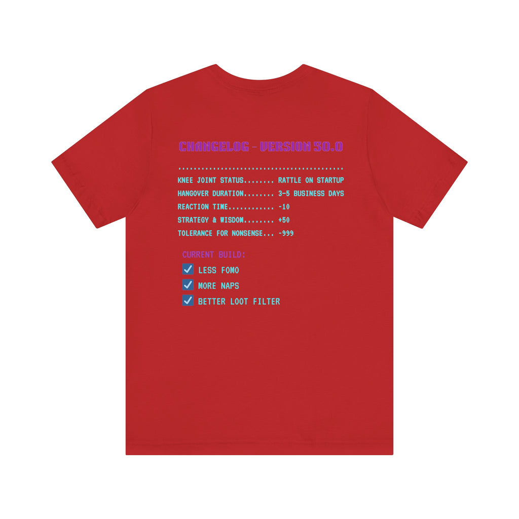 🎮 HUMAN.EXE Patch Notes v50.0 Shirt • Funny 50th Birthday Gamer T-Shirt • Retro Changelog Tee for 80s 90s Gamers • Level 50 Upgrade Gift