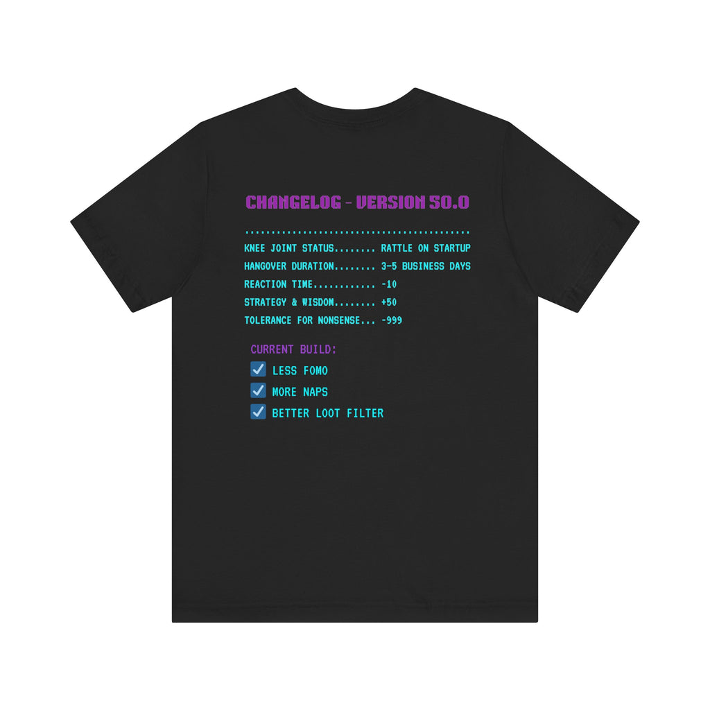 🎮 HUMAN.EXE Patch Notes v50.0 Shirt • Funny 50th Birthday Gamer T-Shirt • Retro Changelog Tee for 80s 90s Gamers • Level 50 Upgrade Gift