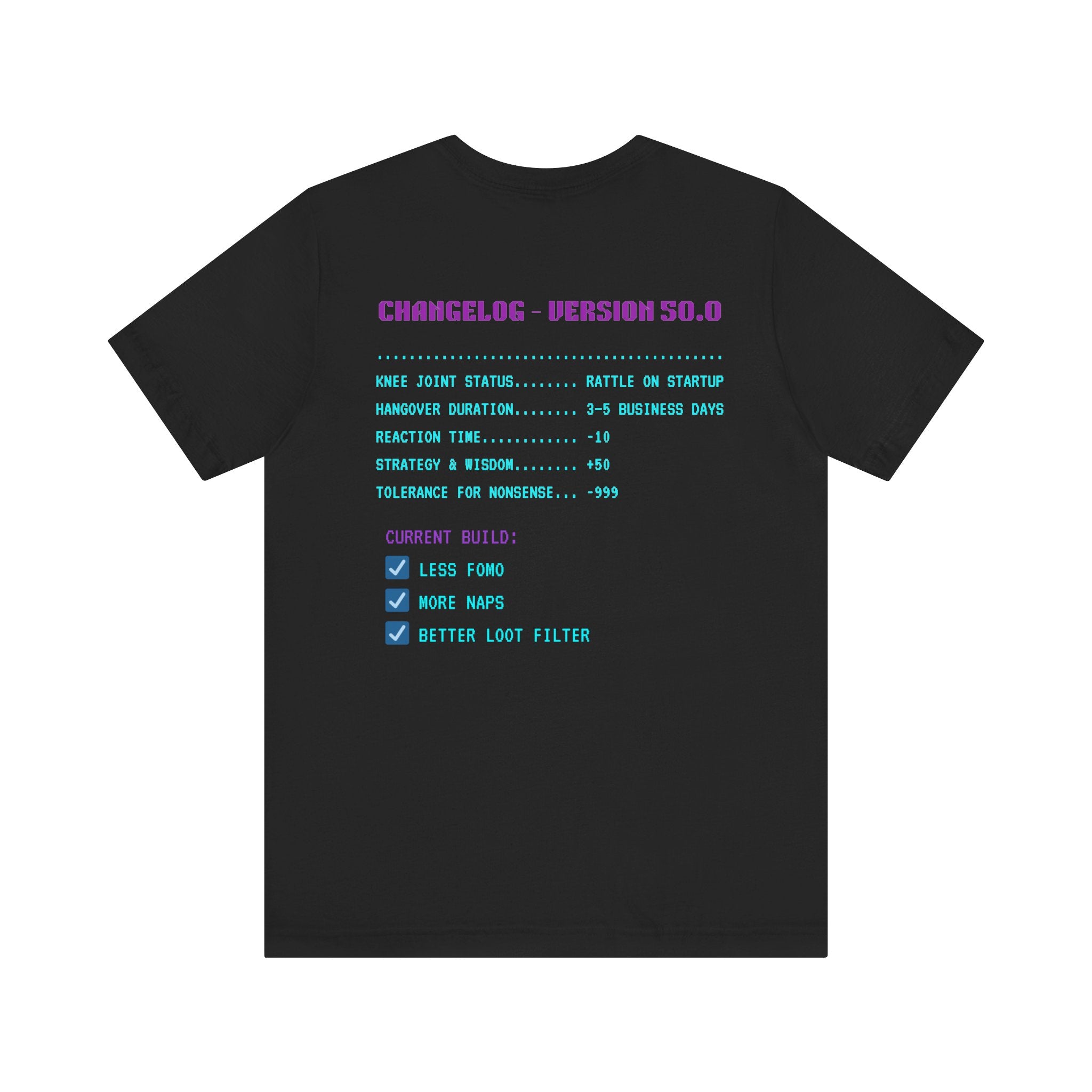 🎮 HUMAN.EXE Patch Notes v50.0 Shirt • Funny 50th Birthday Gamer T-Shirt • Retro Changelog Tee for 80s 90s Gamers • Level 50 Upgrade Gift