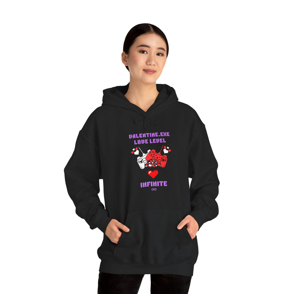 Valentine Exe Love Level Infinite Hoodie | Funny Gamer Valentines Day Gift | Unique Gift for Him Her | Retro Gaming Sweatshirt | Romance Gift