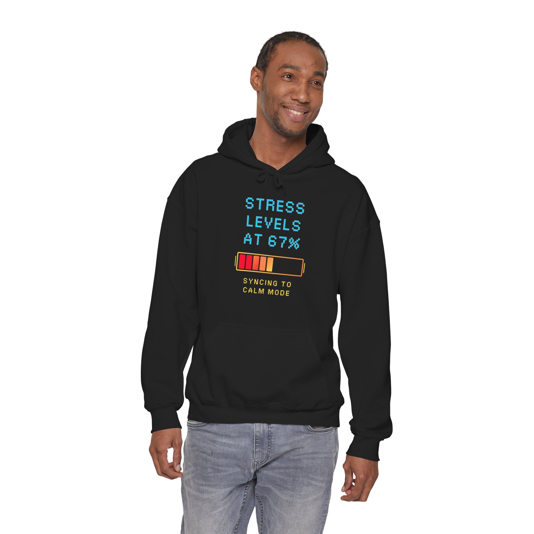 🧠 STRESS LEVELS AT 67% Hoodie • Syncing to Calm Mode Gamer Hoodie • Retro Pixel Mental Health Sweatshirt • Cozy 80s 90s Gamer Gift
