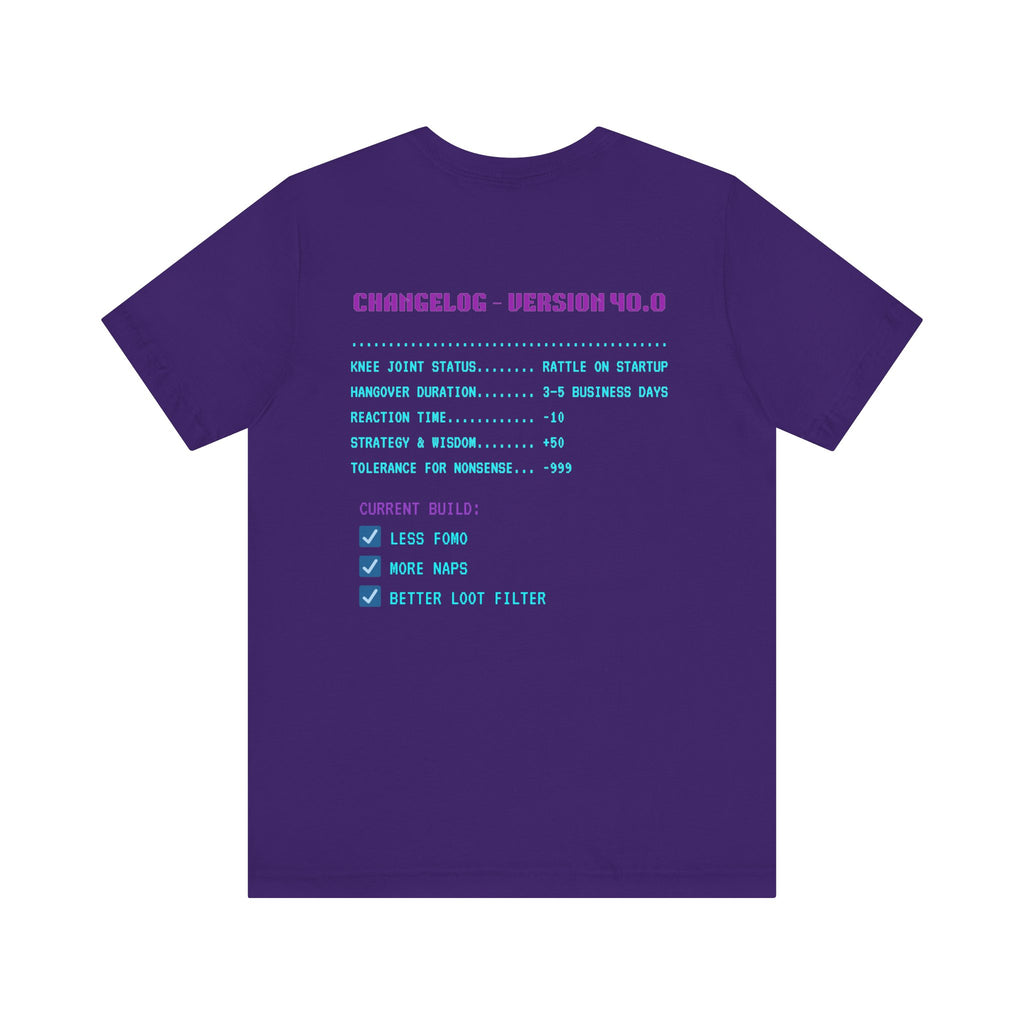 🎮 HUMAN.EXE Patch Notes v40.0 Shirt • Funny 40th Birthday Gamer T-Shirt • Retro Changelog Tee for 80s 90s Gamers • Level 40 Upgrade Gift