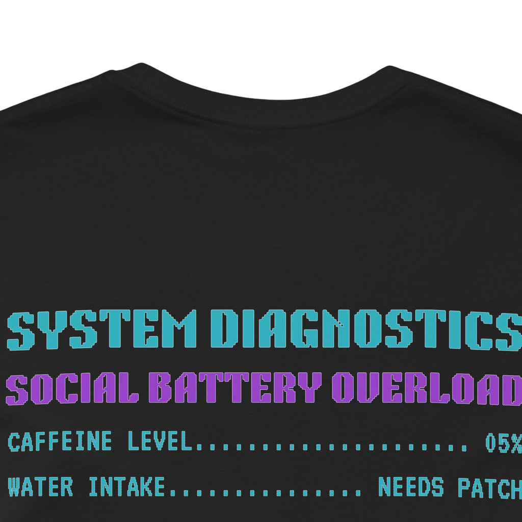 Social Battery: Critical Shirt – HUMAN.EXE Needs a Recharge Gamer Tee (Front & Back Print)