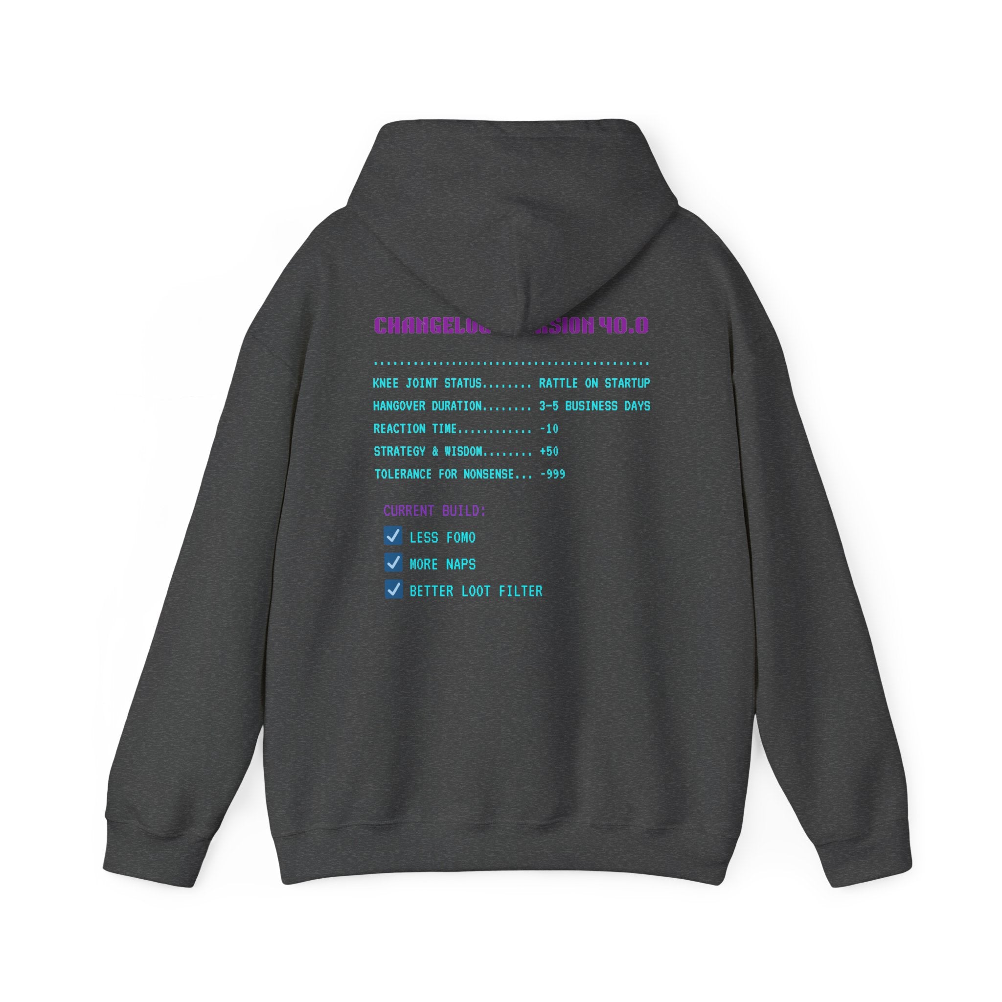 🎮 HUMAN.EXE Patch Notes v40.0 Hoodie • Funny 40th Birthday Gamer Hoodie • Retro Changelog Sweatshirt • Cozy Level 40 Upgrade Gift