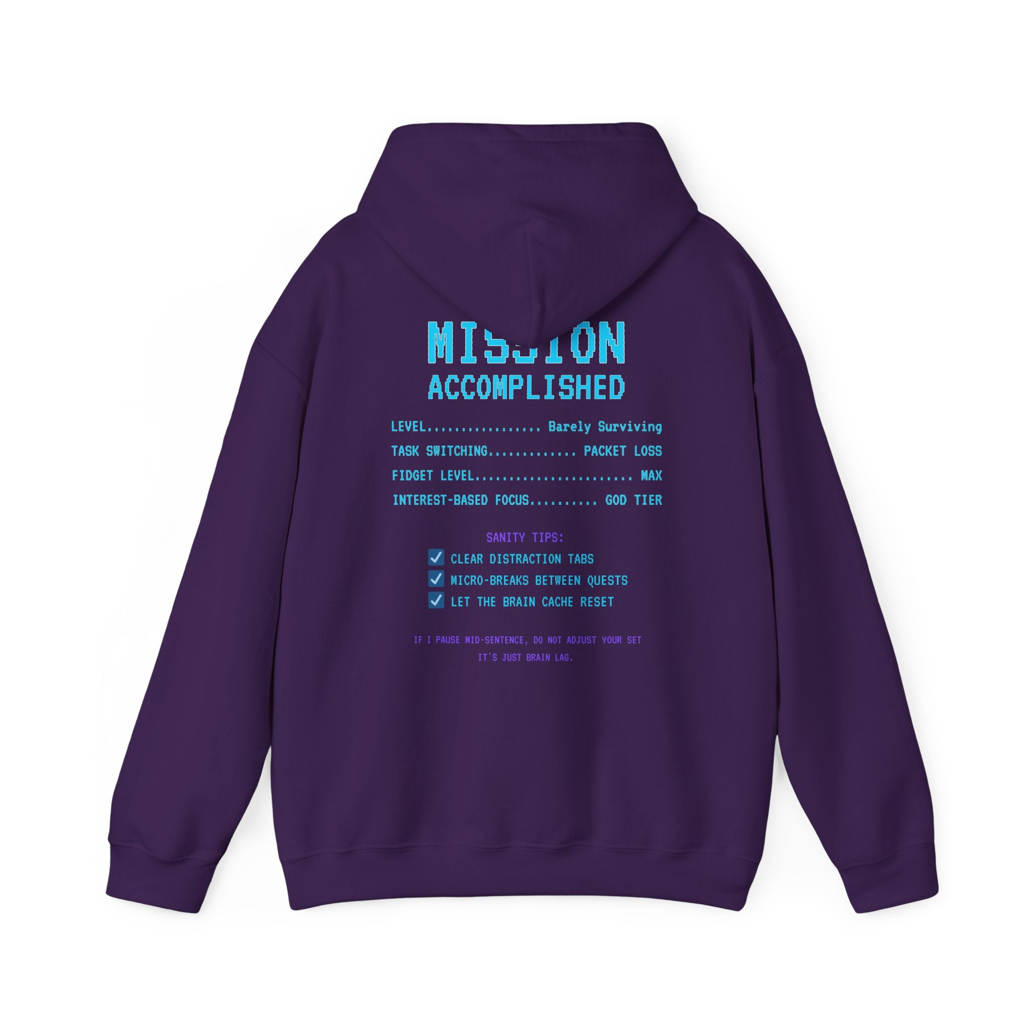 Saving My Sanity Hoodie – One Pixel at a Time Retro Gamer Sweatshirt (Mission Accomplished Front & Back Print)