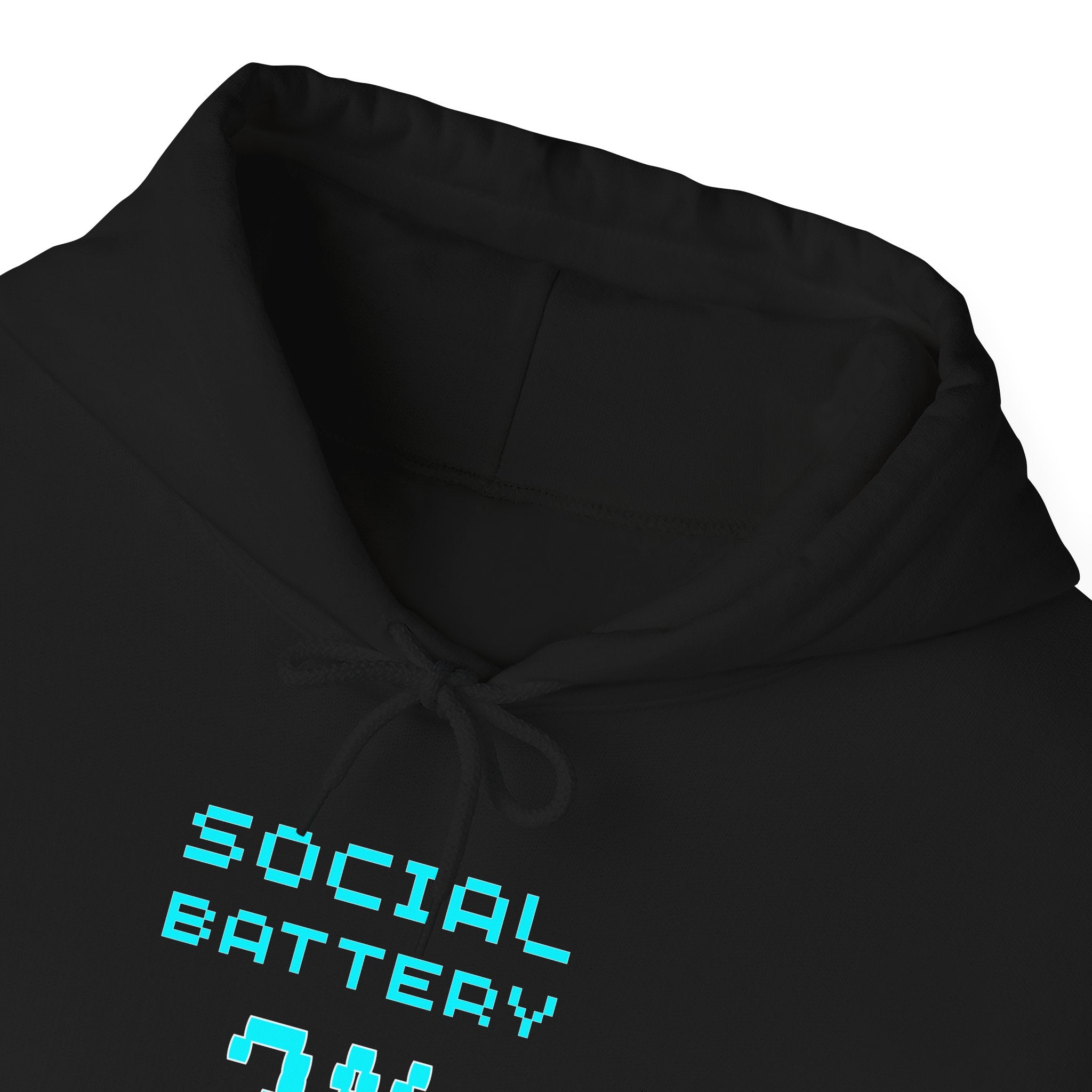 Social Battery 2% Hoodie – Text Mode Only Introvert Gamer Sweatshirt (Front & Back Print)