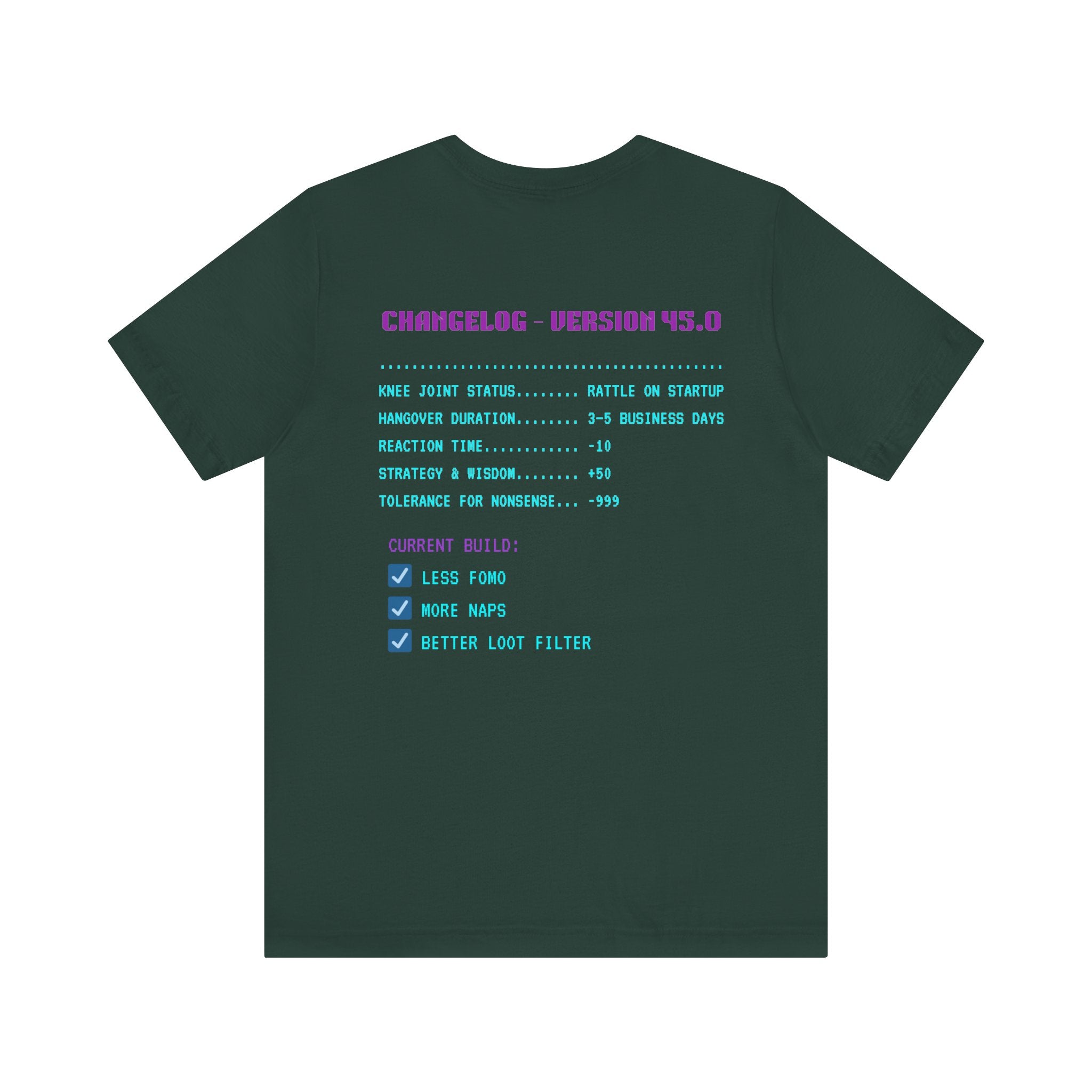 🎮 HUMAN.EXE Patch Notes v45.0 Shirt • Funny 45th Birthday Gamer T-Shirt • Retro Changelog Tee for 80s 90s Gamers • Level 45 Upgrade Gift