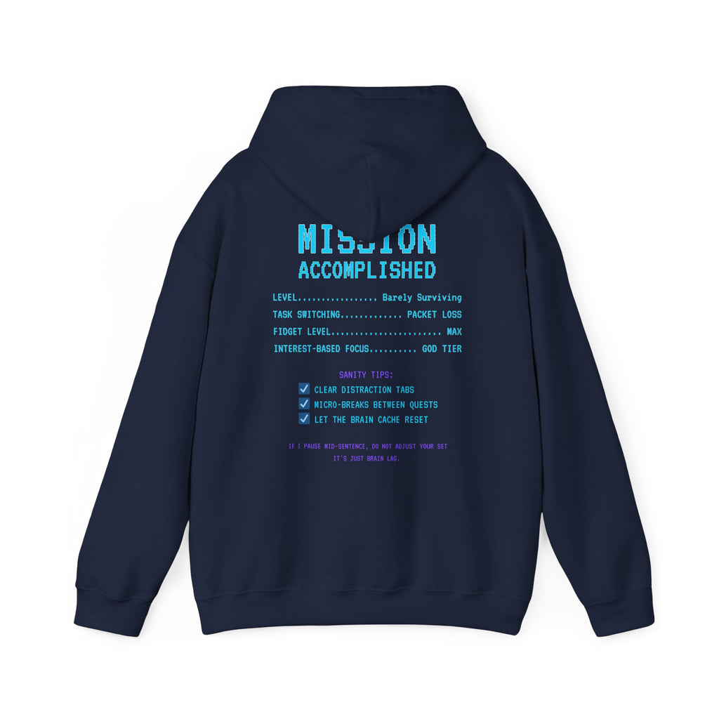 Saving My Sanity Hoodie – One Pixel at a Time Retro Gamer Sweatshirt (Mission Accomplished Front & Back Print)