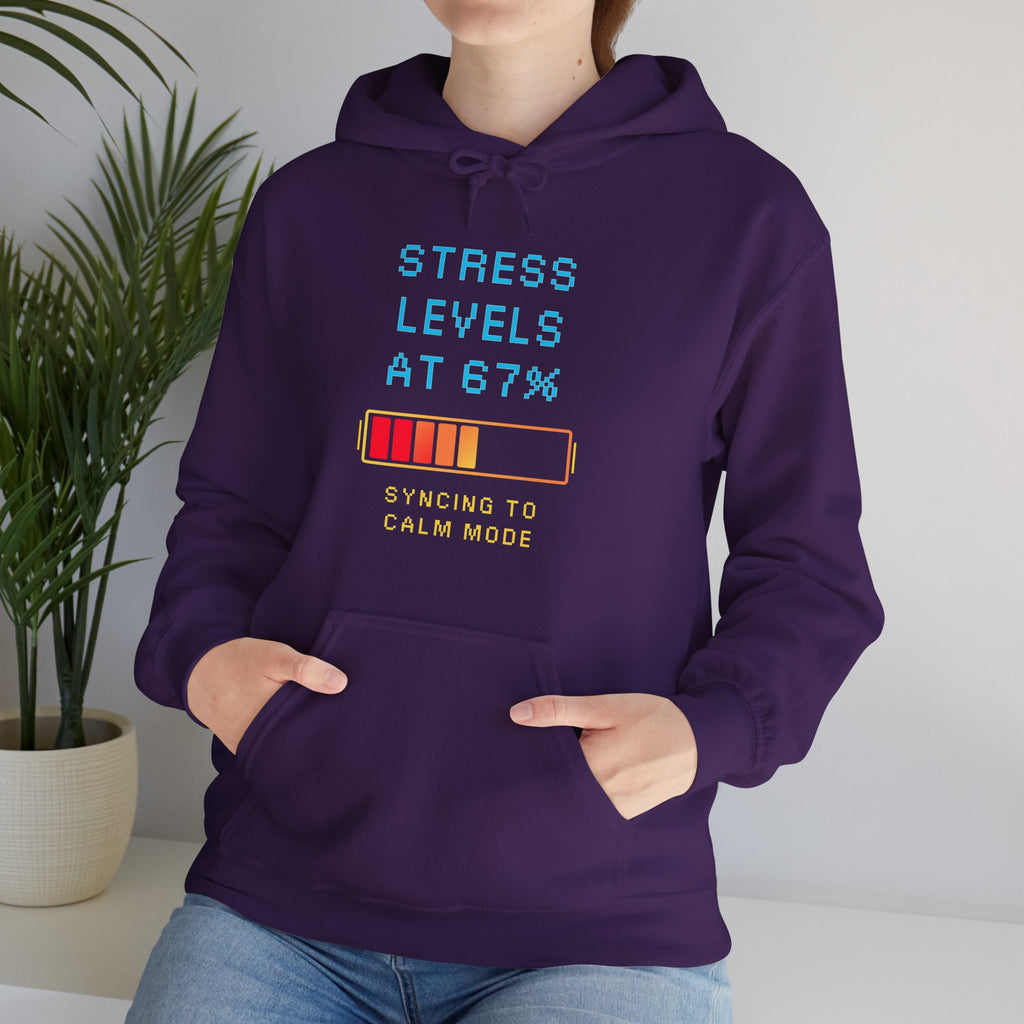 🧠 STRESS LEVELS AT 67% Hoodie • Syncing to Calm Mode Gamer Hoodie • Retro Pixel Mental Health Sweatshirt • Cozy 80s 90s Gamer Gift
