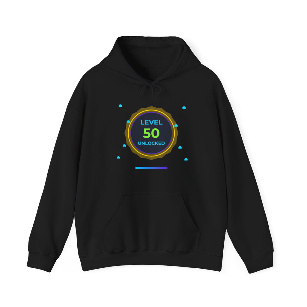 🔥 Level 50 Legend Hoodie • Retro Gamer 50th Birthday Gift • Front + Back Design • Arcade Achievement Hoodie