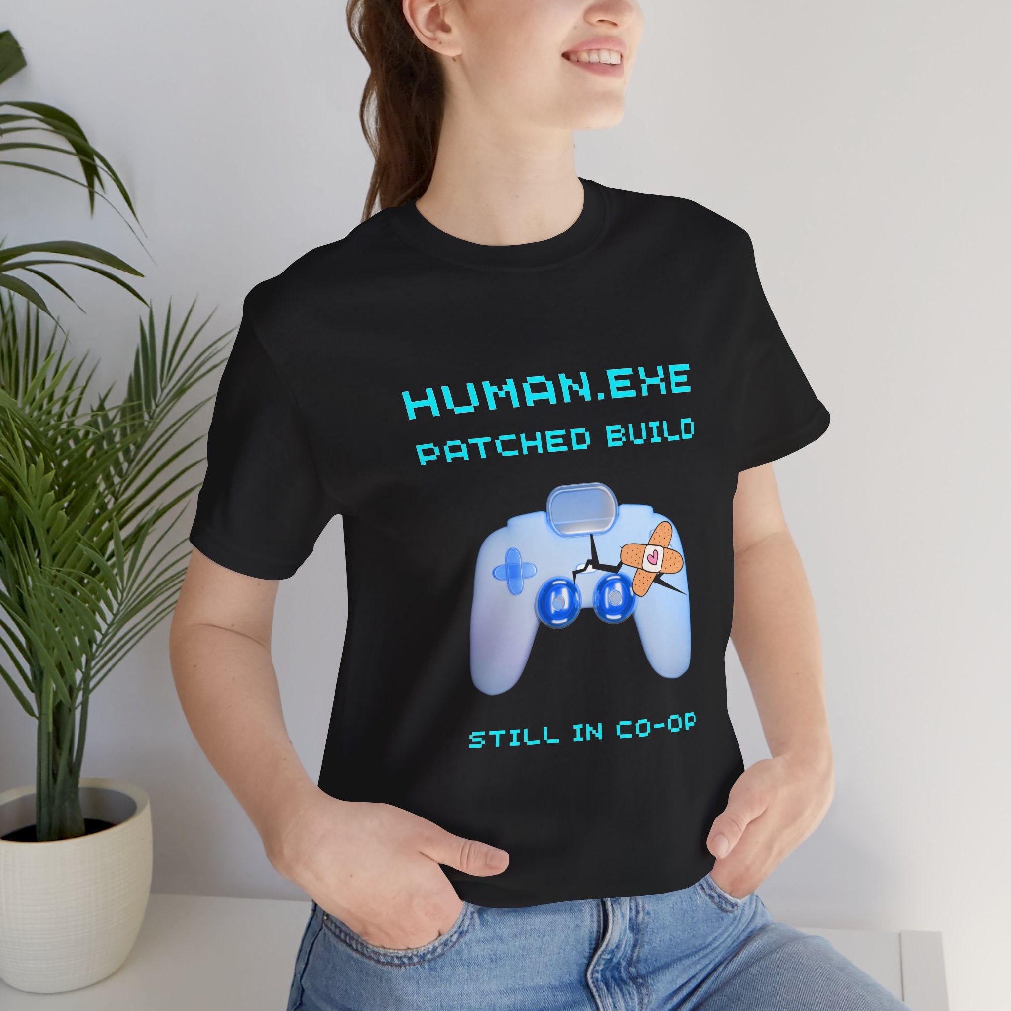 HUMAN.EXE Patched Build Shirt – Still in Co-Op 40+ Gamer Tee (Front & Back Print)