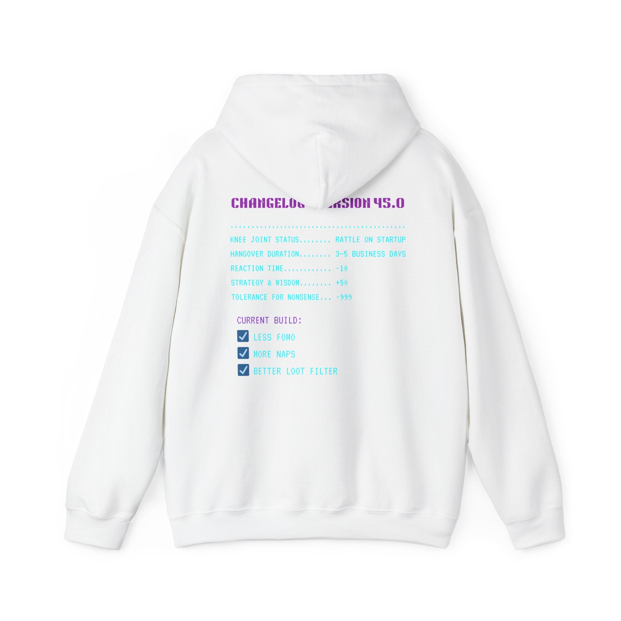 🎮 HUMAN.EXE Patch Notes v 45.0 Hoodie • Funny 45th Birthday Gamer Hoodie • Retro Changelog Sweatshirt • Cozy Level 45 Upgrade Gift