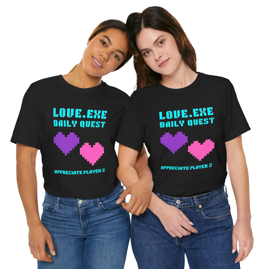 Love Exe Daily Quest Appreciate Player 2 Shirt | Funny Gamer Couple Gift | Anniversary Gift for Him Her | Gaming Relationship Tee | Romance