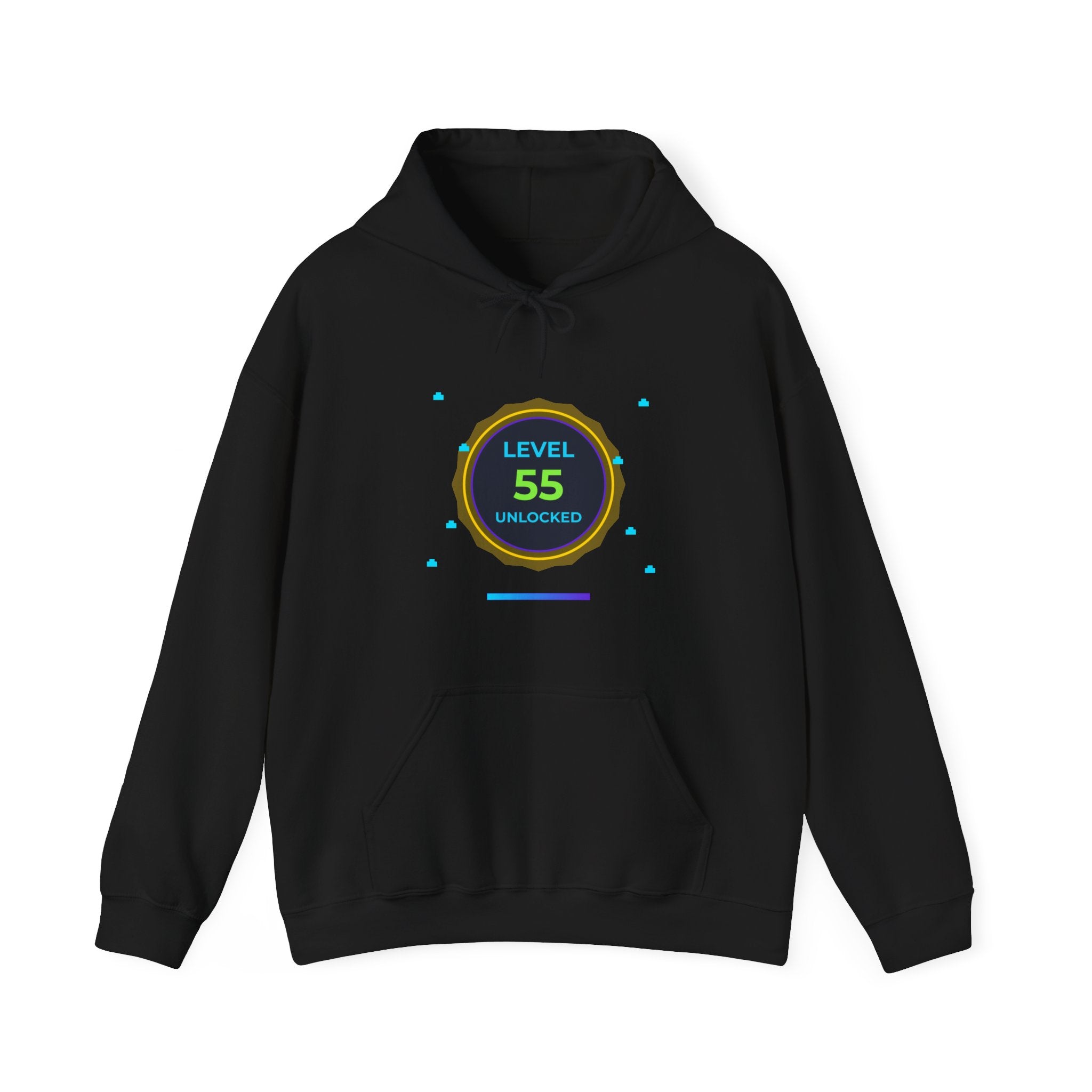 🔥 Level 55 Legend Hoodie • Retro Gamer 55th Birthday Gift • Front + Back Design • Arcade Achievement Hoodie