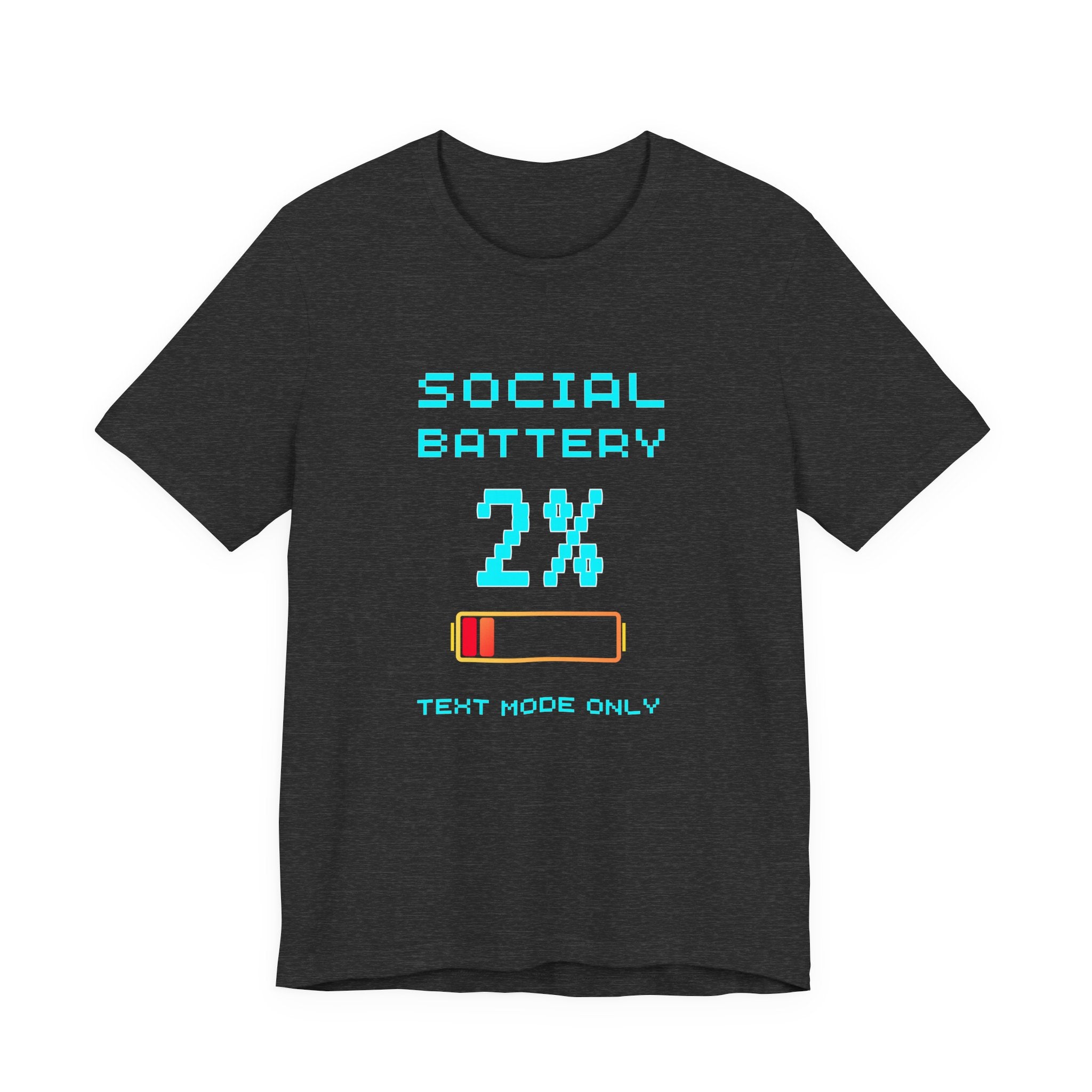 Social Battery 2% Shirt – Text Mode Only Introvert Gamer Tee (Front & Back Print)