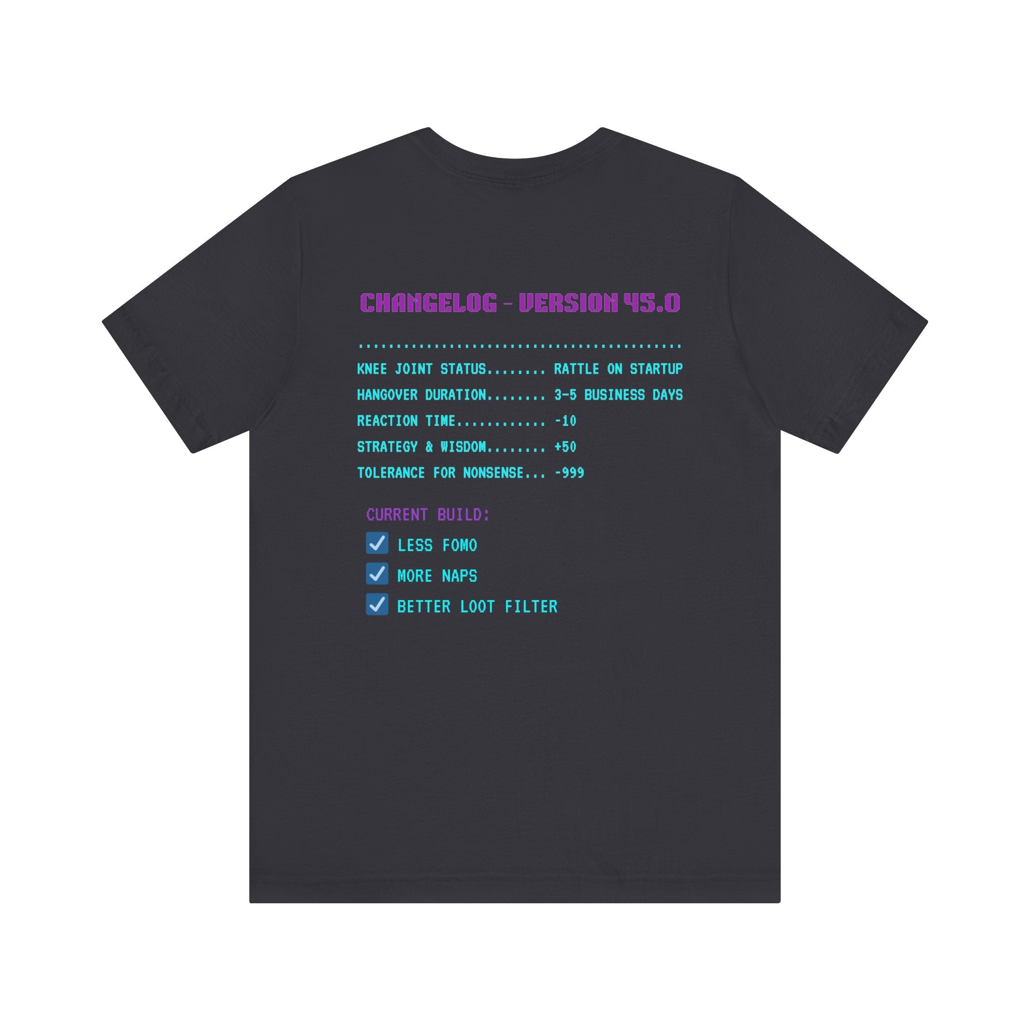 🎮 HUMAN.EXE Patch Notes v45.0 Shirt • Funny 45th Birthday Gamer T-Shirt • Retro Changelog Tee for 80s 90s Gamers • Level 45 Upgrade Gift