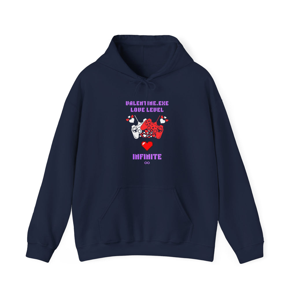 Valentine Exe Love Level Infinite Hoodie | Funny Gamer Valentines Day Gift | Unique Gift for Him Her | Retro Gaming Sweatshirt | Romance Gift