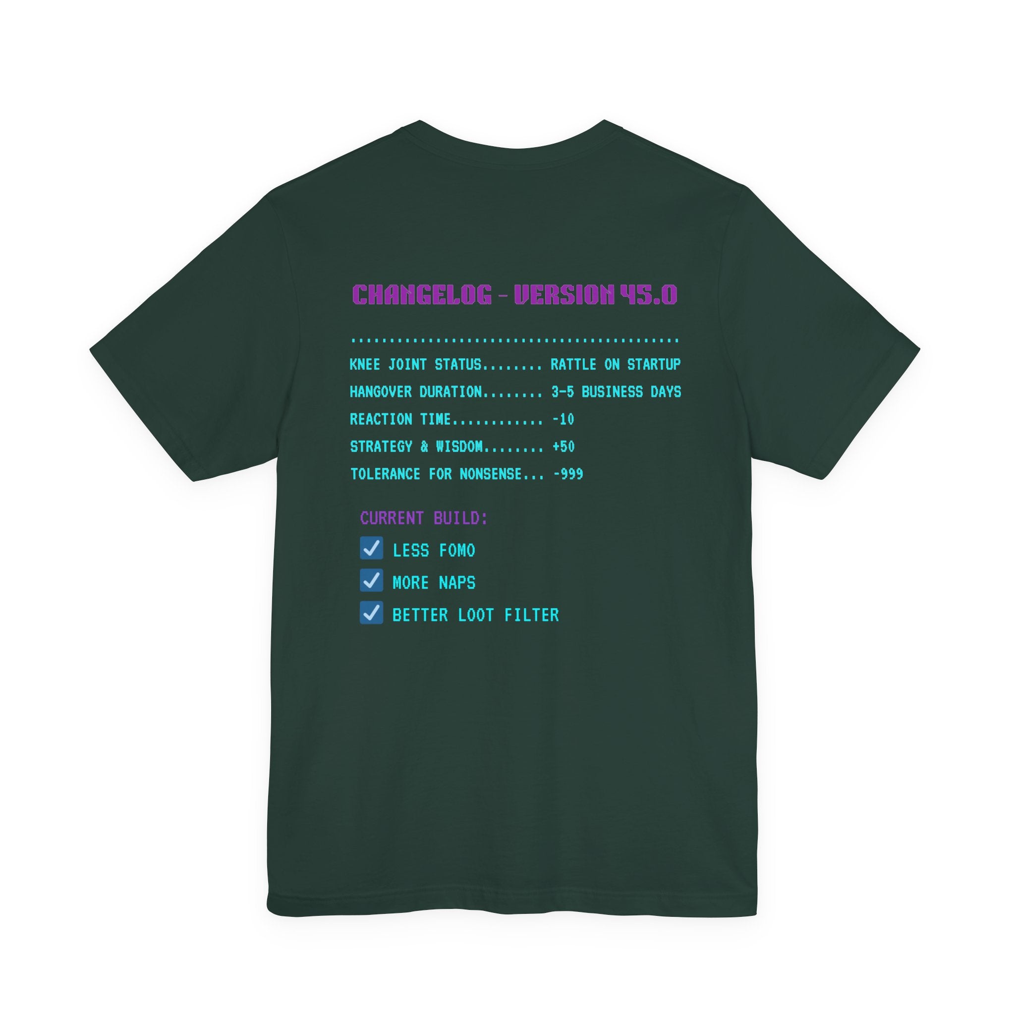 🎮 HUMAN.EXE Patch Notes v45.0 Shirt • Funny 45th Birthday Gamer T-Shirt • Retro Changelog Tee for 80s 90s Gamers • Level 45 Upgrade Gift