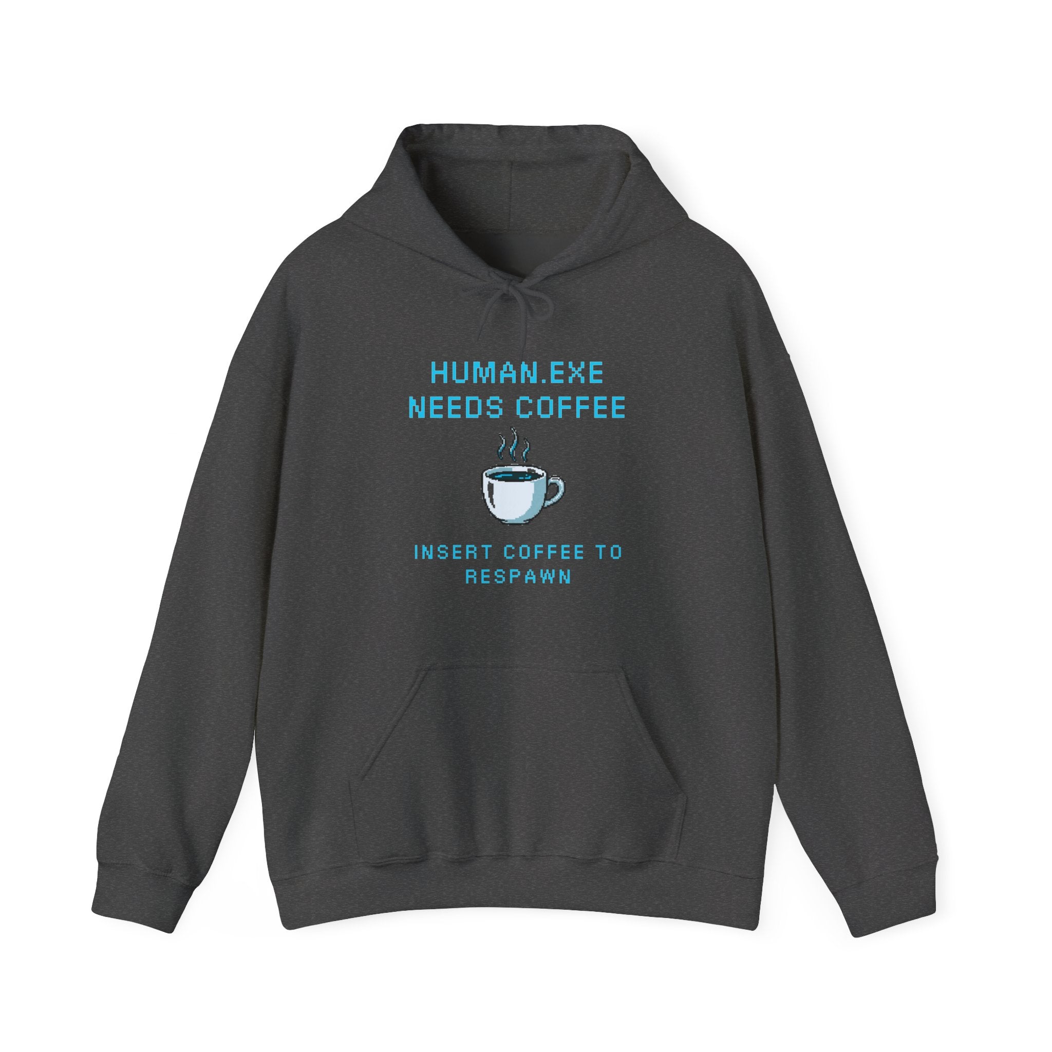 ☕ HUMAN.EXE NEEDS COFFEE Hoodie • Insert Coffee to Respawn Gamer Hoodie • Morning Boot Sequence Pixel Sweatshirt • Cozy Retro Gamer Gift