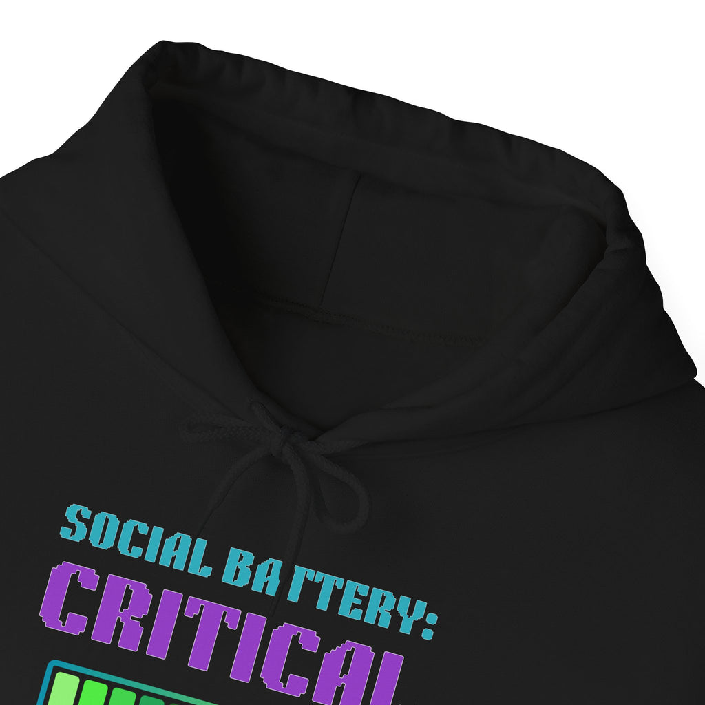 Social Battery: Critical Hoodie – HUMAN.EXE Needs a Recharge Gamer Sweatshirt (Front & Back Print)