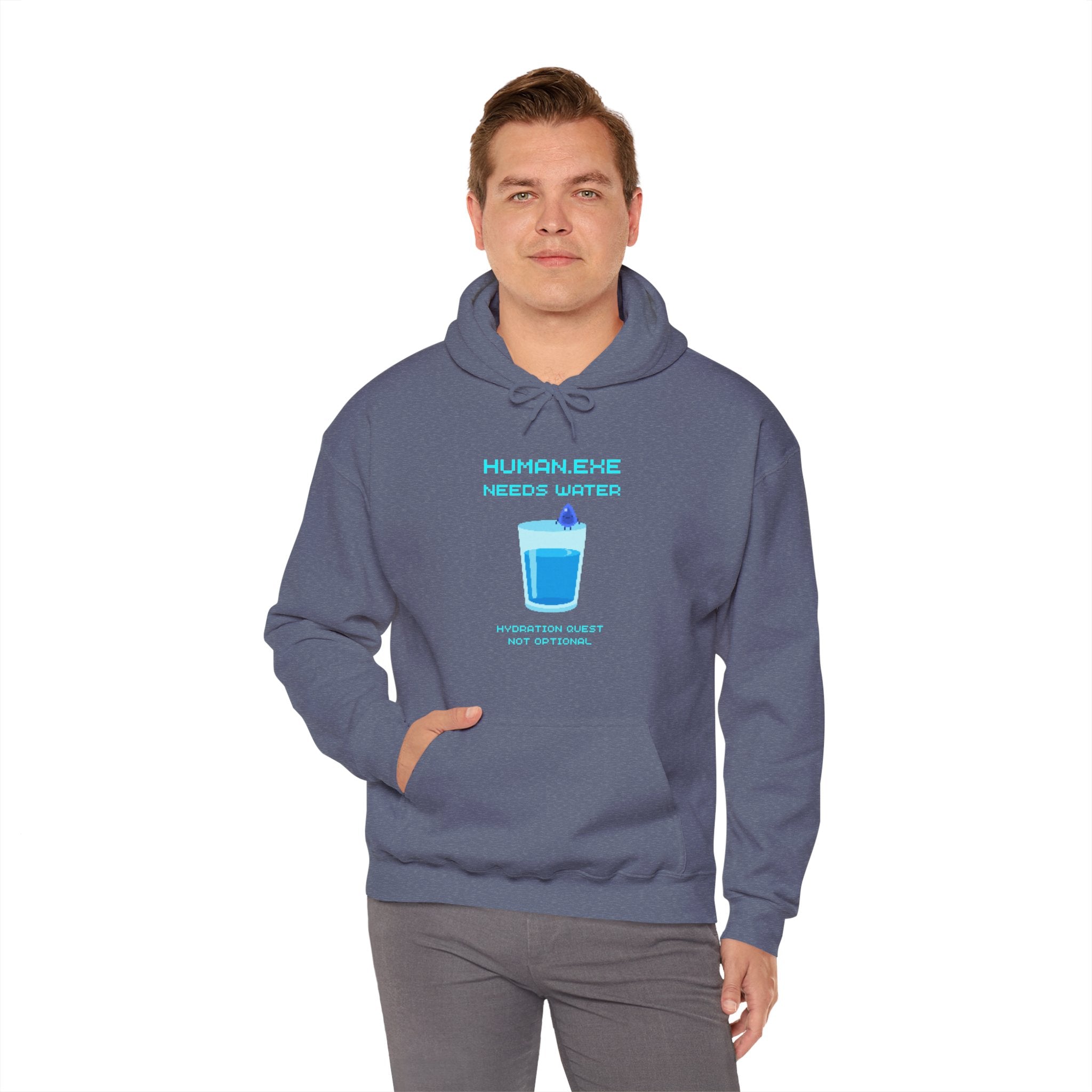 💧 HUMAN.EXE NEEDS WATER Hoodie • Hydration Quest Gamer Hoodie • Cozy Retro Gamer Sweatshirt • Funny 80s 90s Gaming Gift
