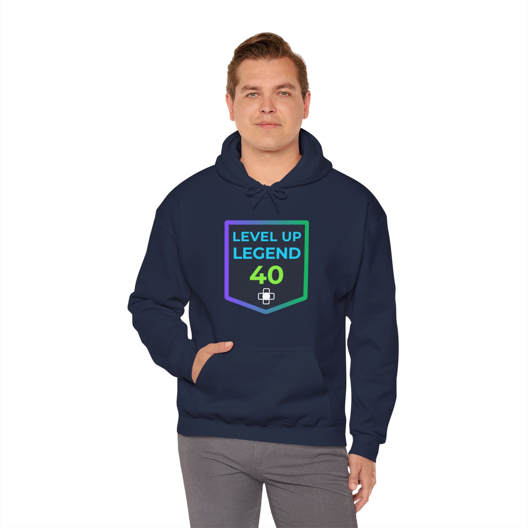🔥 Level 40 Legend Hoodie • Retro Gamer 40th Birthday Gift • Front + Back Design • Arcade Achievement Hoodie