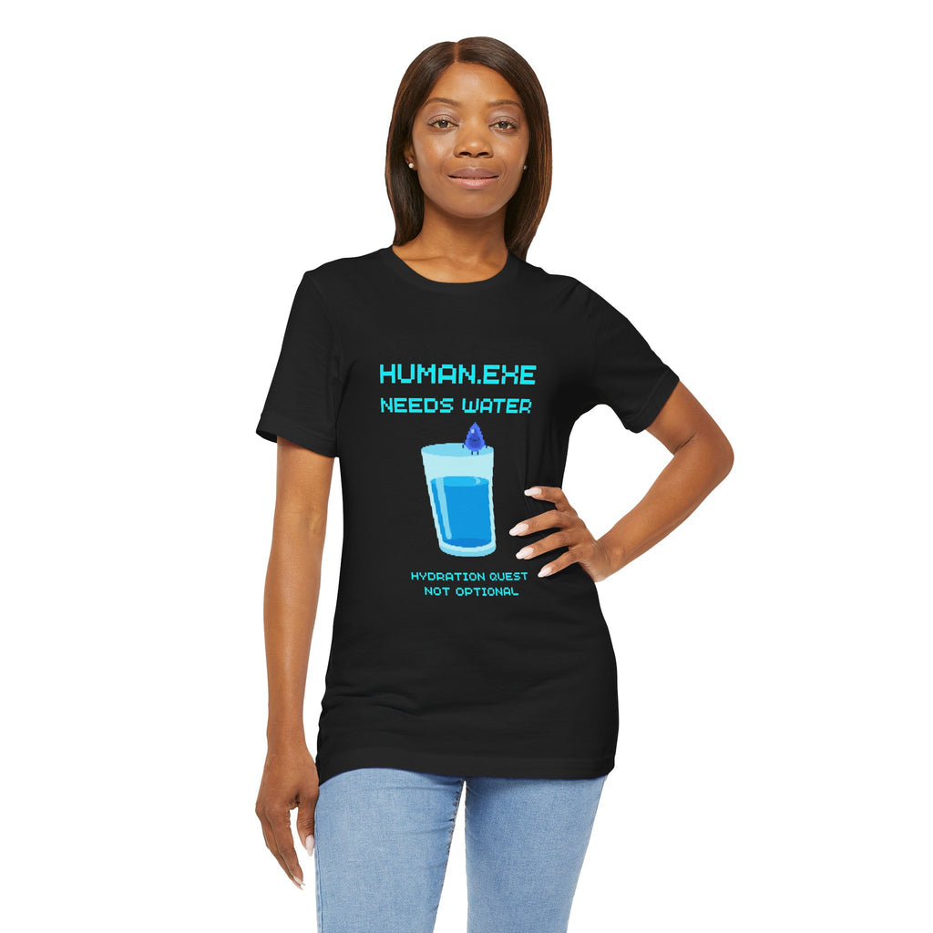 💧 HUMAN.EXE NEEDS WATER Shirt • Hydration Quest Gamer Tee • Retro 80s 90s Video Game T-Shirt • Funny Introvert Gift for Gamers