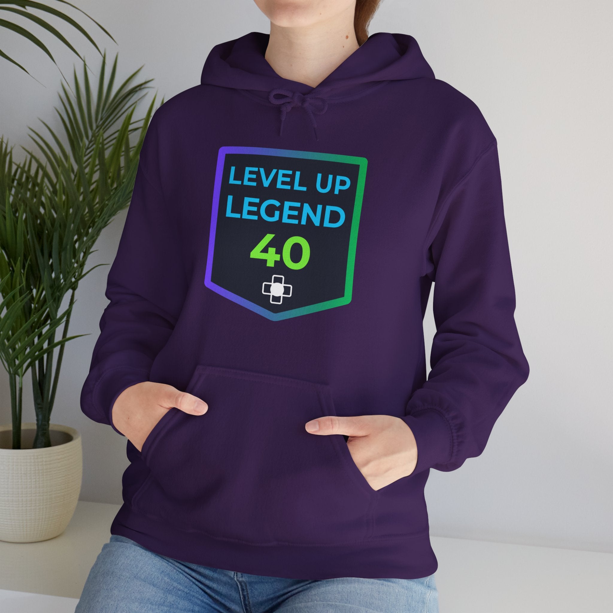 🔥 Level 40 Legend Hoodie • Retro Gamer 40th Birthday Gift • Front + Back Design • Arcade Achievement Hoodie