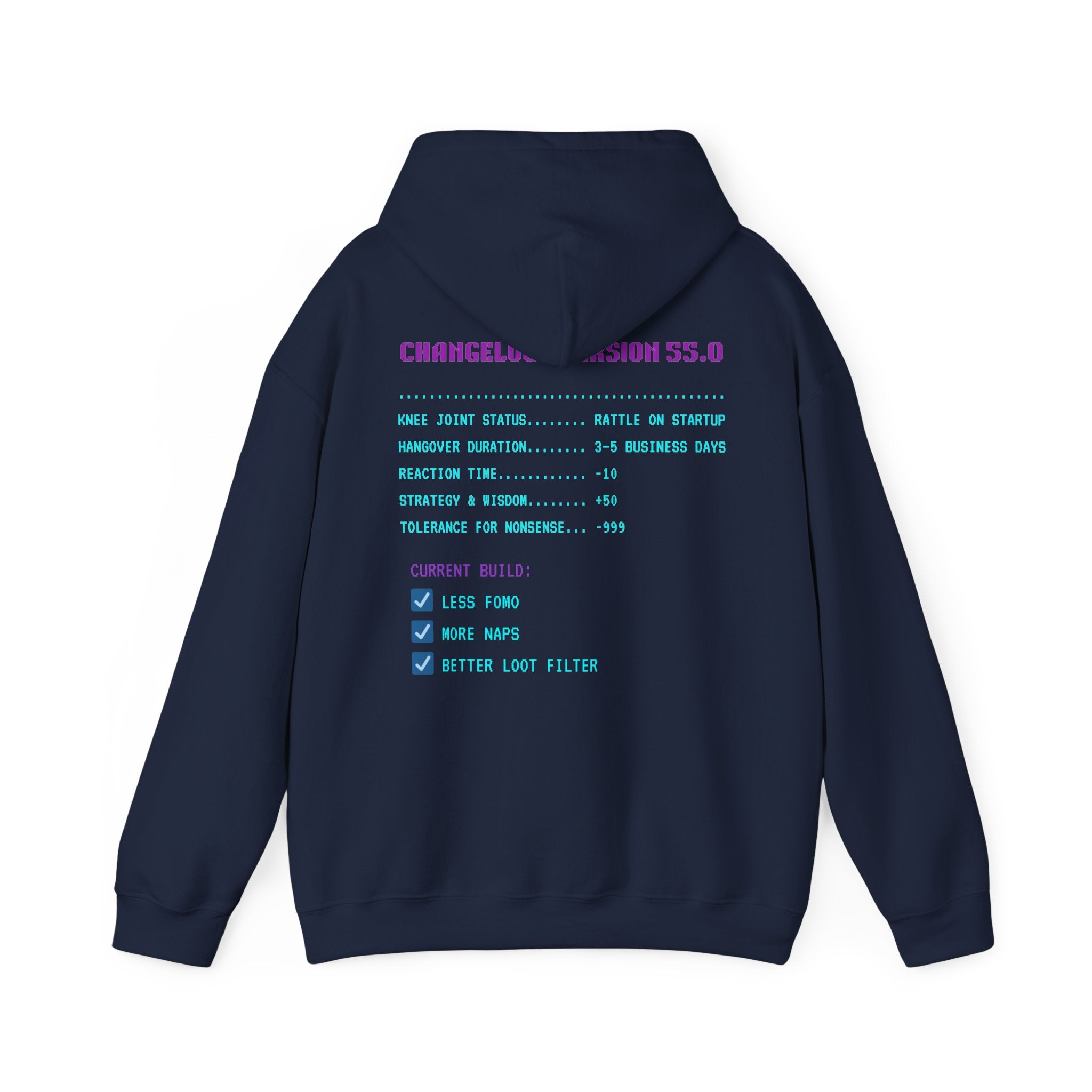 🎮 HUMAN.EXE Patch Notes v 55.0 Hoodie • Funny 55th Birthday Gamer Hoodie • Retro Changelog Sweatshirt • Cozy Level 55 Upgrade Gift