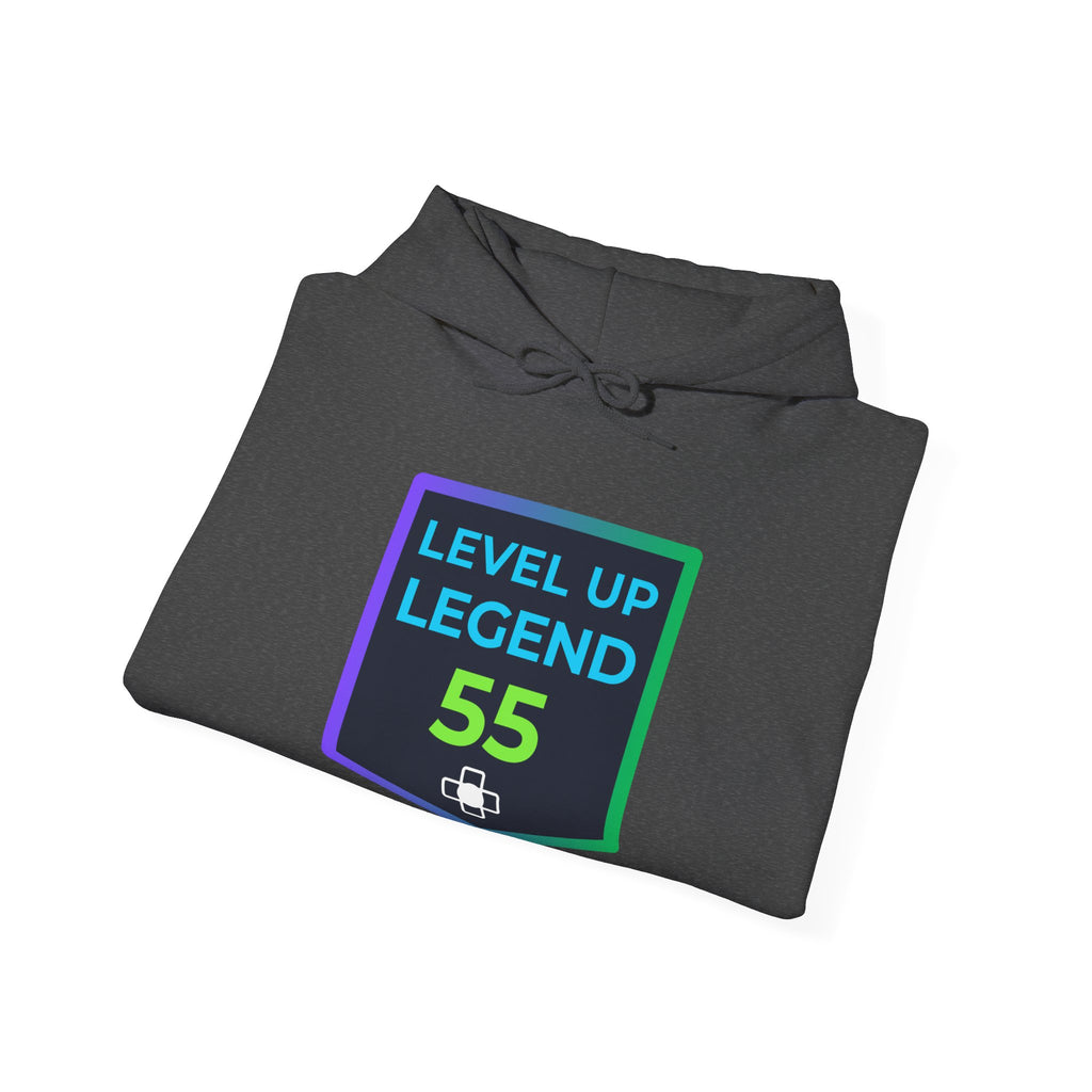 🔥 Level 55 Legend Hoodie • Retro Gamer 55th Birthday Gift • Front + Back Design • Arcade Achievement Hoodie