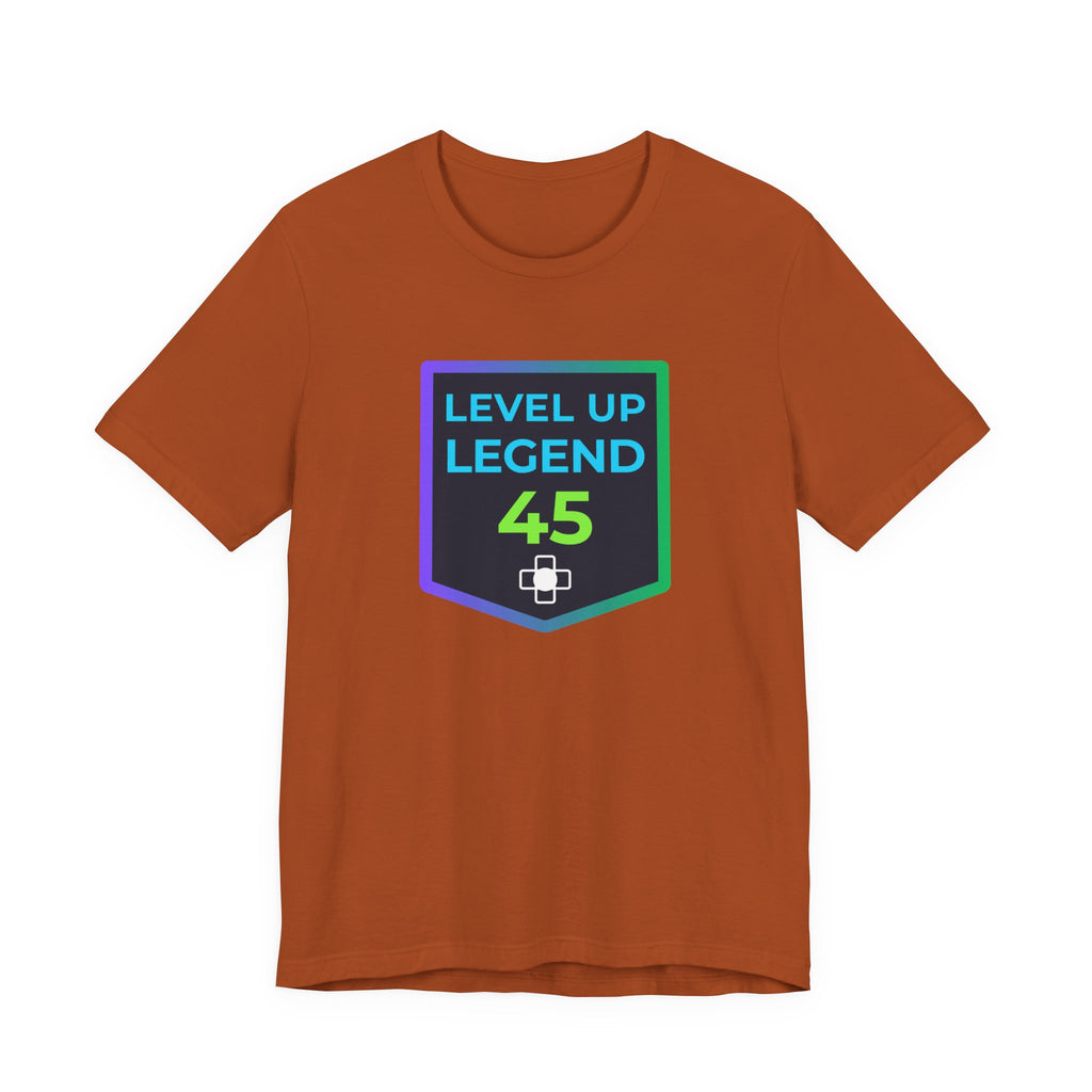 🔥 Level 45 Legend Shirt • Front + Back Design • 45th Birthday Gamer Gift • Retro Gaming Tee • Achievement Badge Design • Milestone Birthday