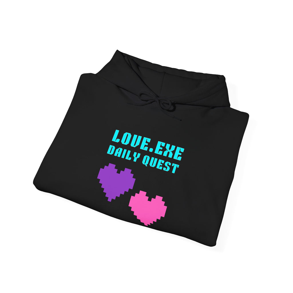 Love Exe Daily Quest Appreciate Player 2 Hoodie | Funny Gamer Couple Gift | Anniversary Gift for Him Her | Gaming Relationship Sweatshirt