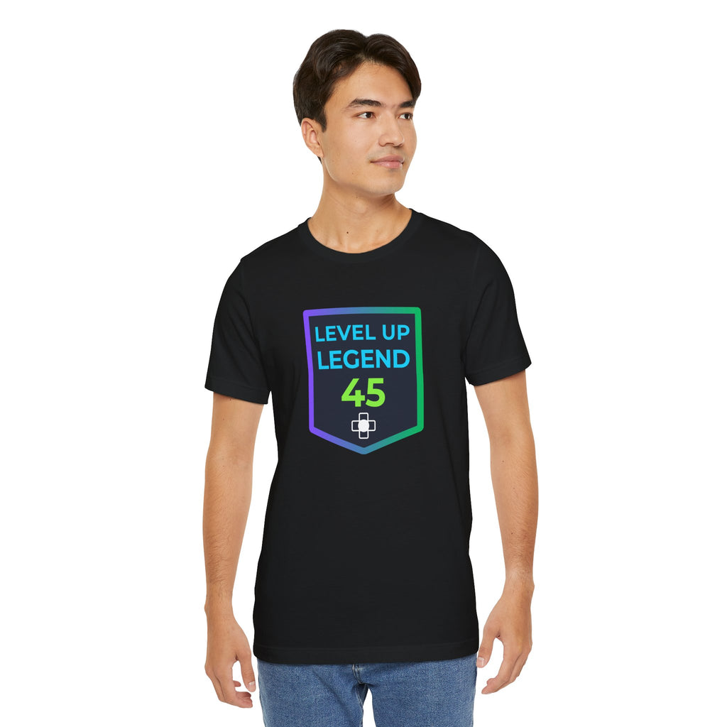 🔥 Level 45 Legend Shirt • Front + Back Design • 45th Birthday Gamer Gift • Retro Gaming Tee • Achievement Badge Design • Milestone Birthday