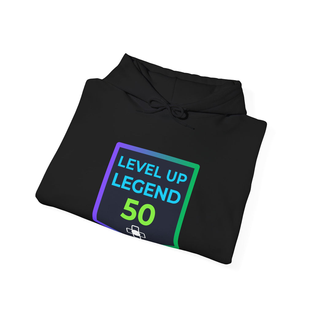 🔥 Level 50 Legend Hoodie • Retro Gamer 50th Birthday Gift • Front + Back Design • Arcade Achievement Hoodie