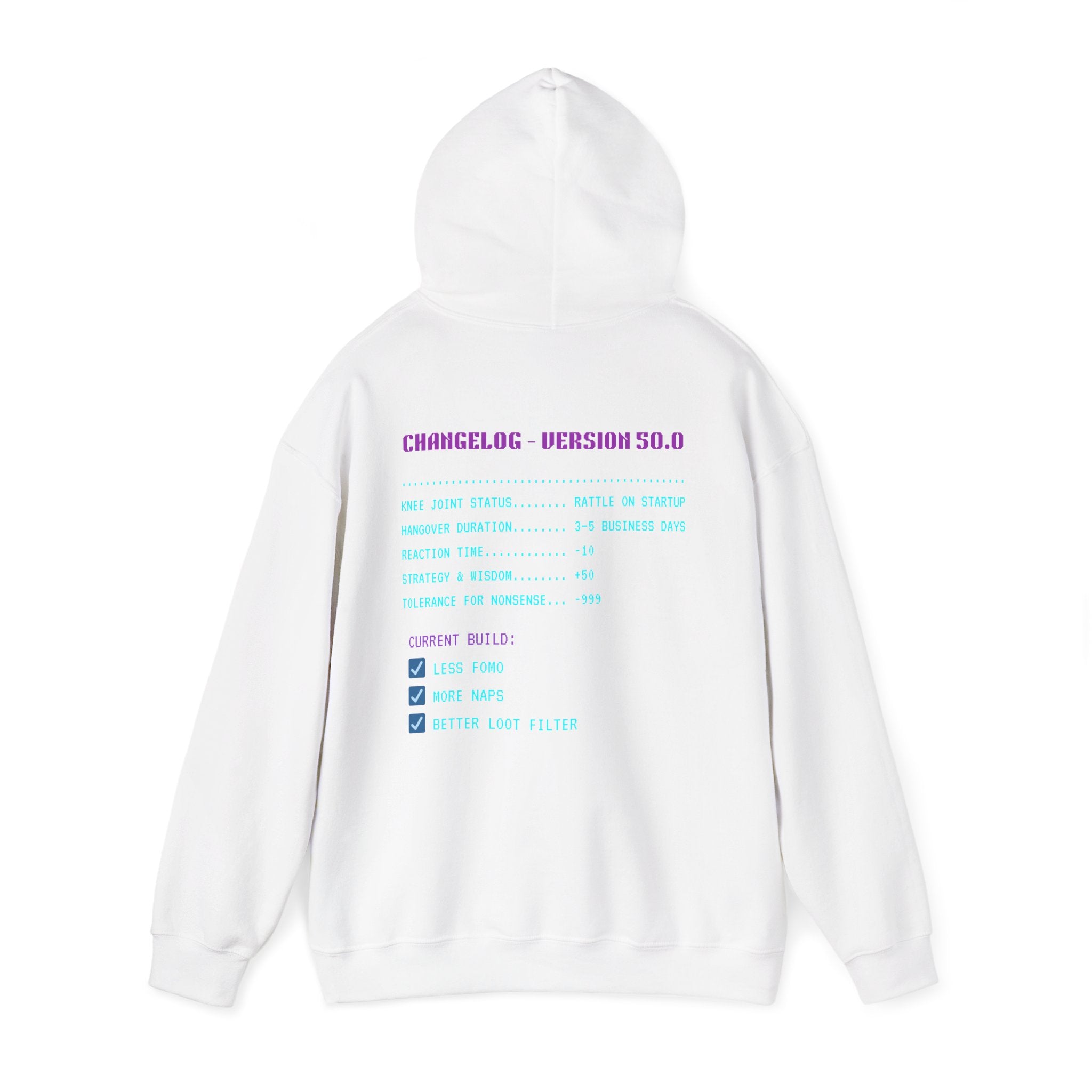 🎮 HUMAN.EXE Patch Notes v 50.0 Hoodie • Funny 50th Birthday Gamer Hoodie • Retro Changelog Sweatshirt • Cozy Level 50 Upgrade Gift