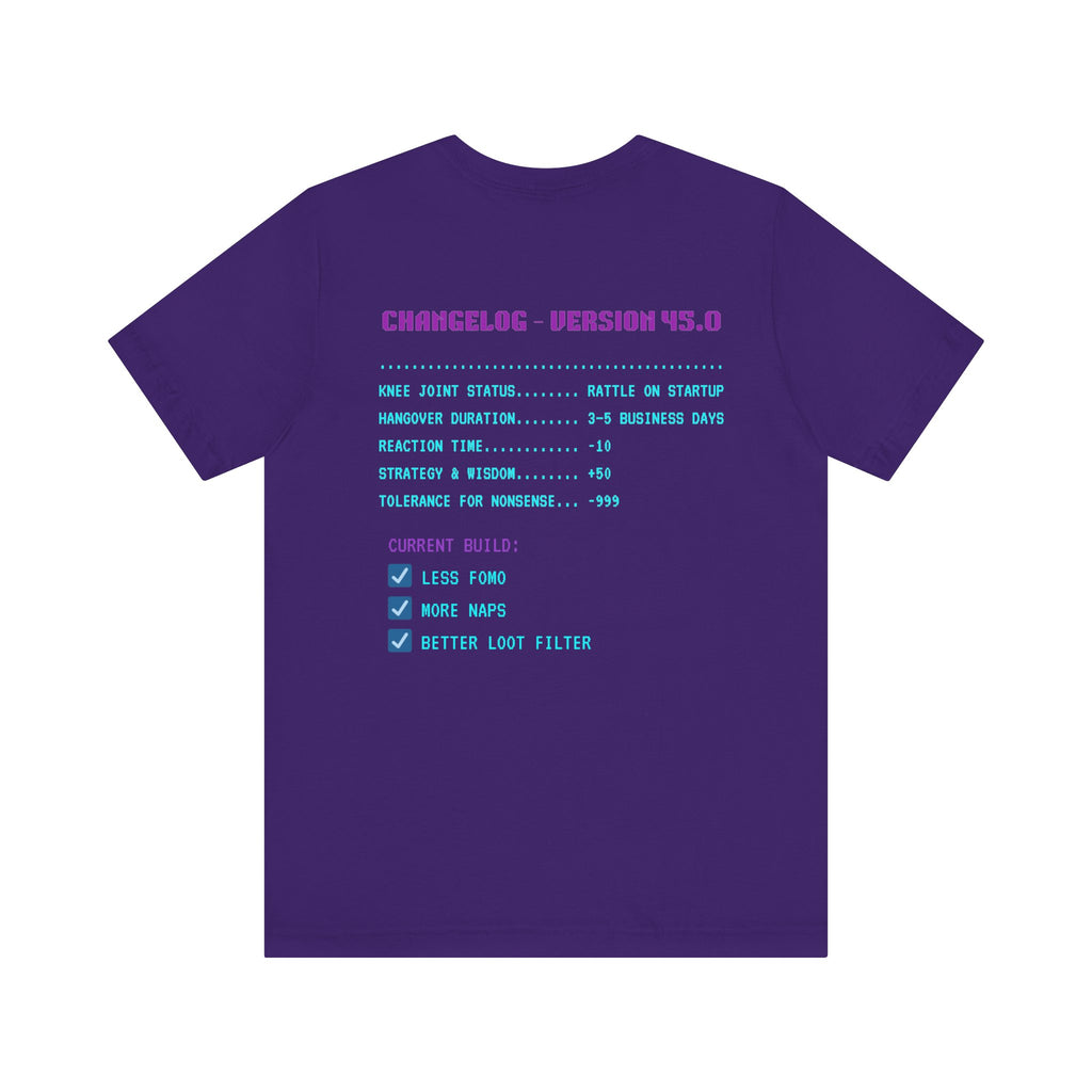 🎮 HUMAN.EXE Patch Notes v45.0 Shirt • Funny 45th Birthday Gamer T-Shirt • Retro Changelog Tee for 80s 90s Gamers • Level 45 Upgrade Gift