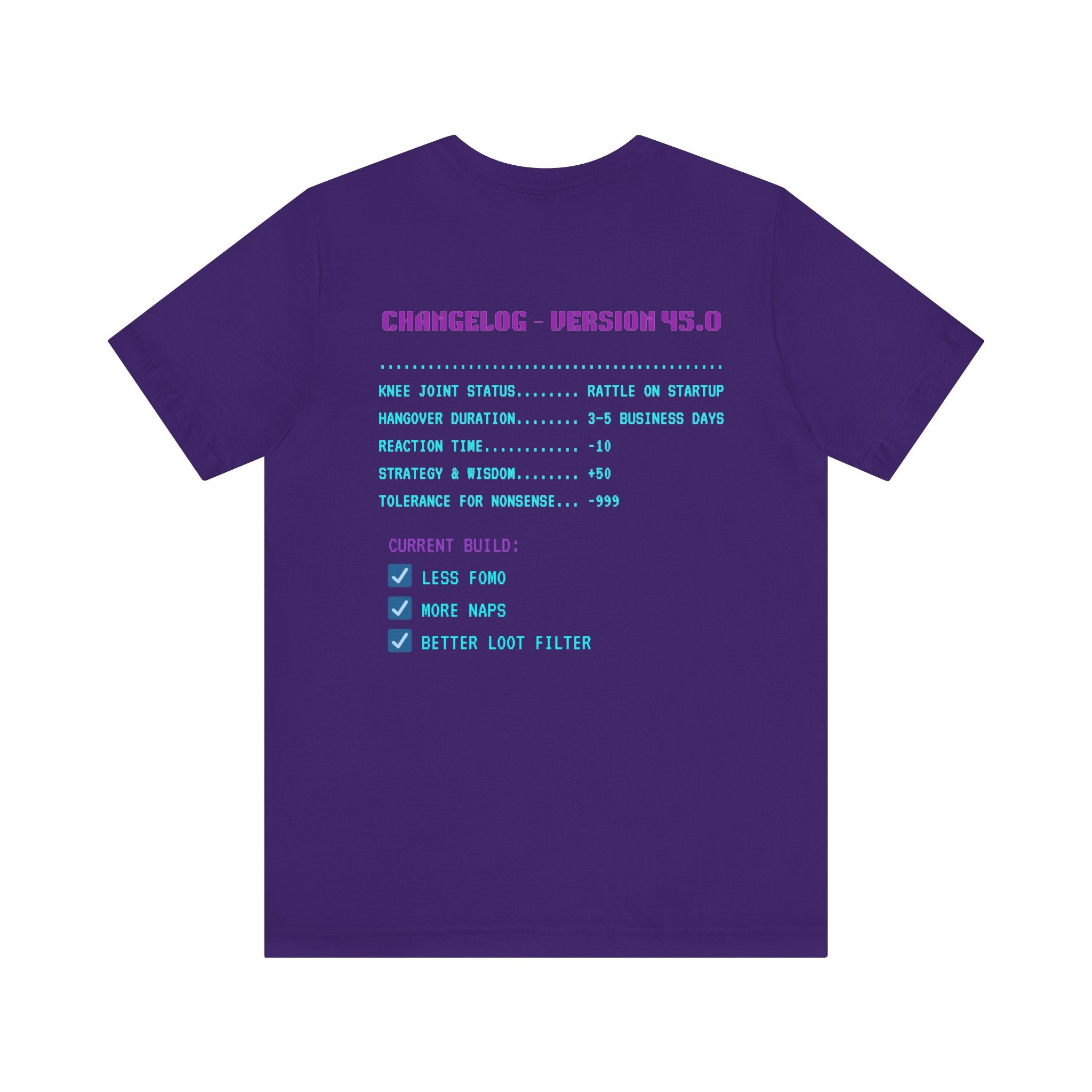 🎮 HUMAN.EXE Patch Notes v45.0 Shirt • Funny 45th Birthday Gamer T-Shirt • Retro Changelog Tee for 80s 90s Gamers • Level 45 Upgrade Gift