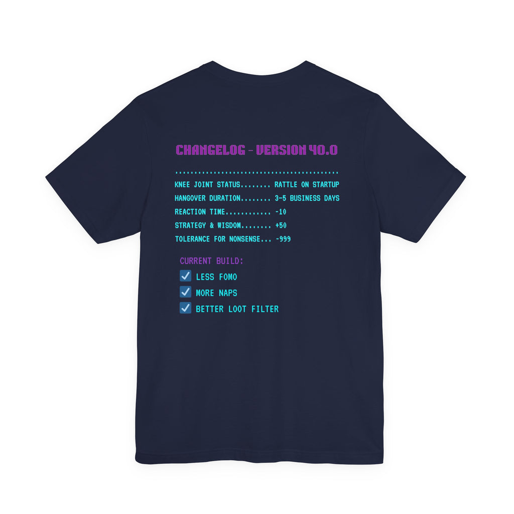 🎮 HUMAN.EXE Patch Notes v40.0 Shirt • Funny 40th Birthday Gamer T-Shirt • Retro Changelog Tee for 80s 90s Gamers • Level 40 Upgrade Gift