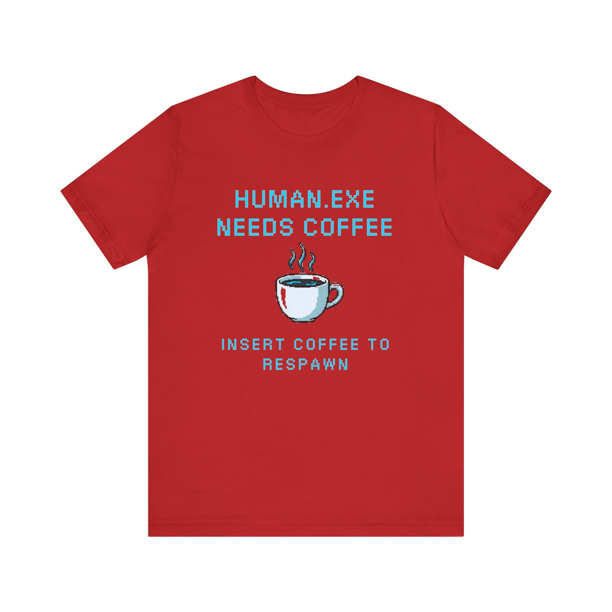 ☕ HUMAN.EXE NEEDS COFFEE Shirt • Insert Coffee to Respawn Gamer Tee • Morning Boot Sequence Pixel T-Shirt • Funny 80s 90s Gamer Gift