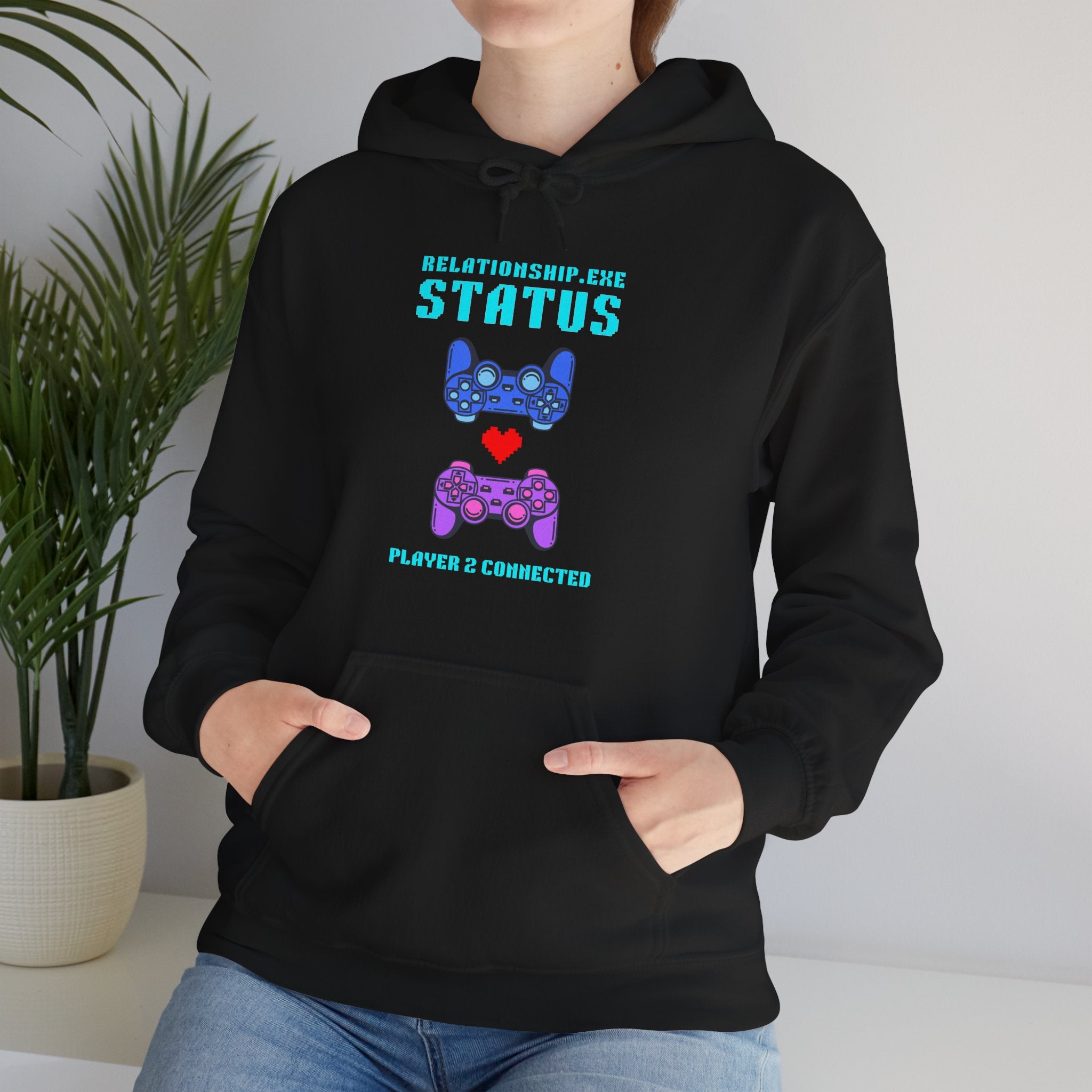 Relationship Exe Player 2 Connected Hoodie | Funny Gamer Couple Gift | Valentines Day Gift for Him Her | Gaming Couple Sweatshirt | Anniversary