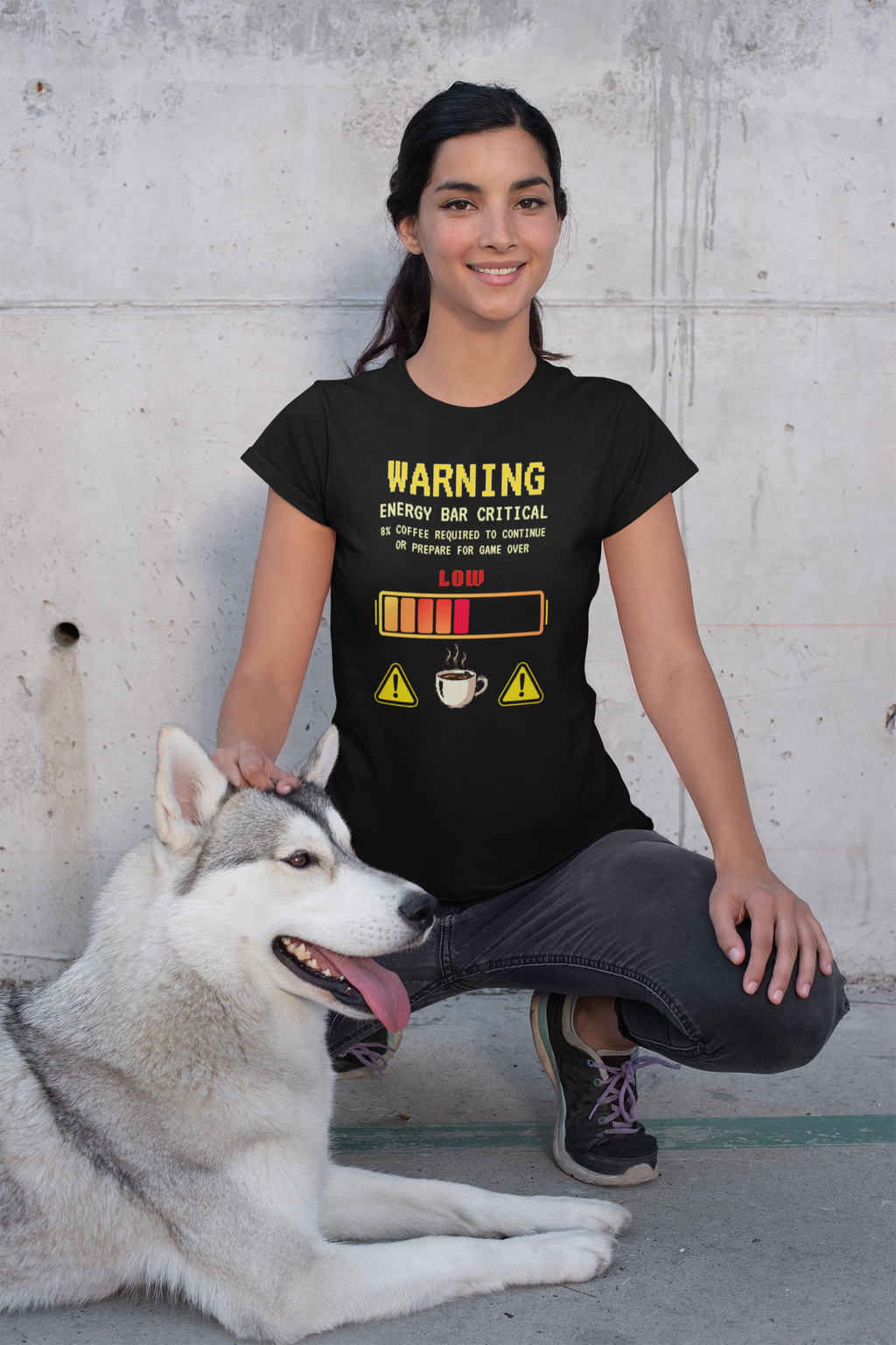 Low Energy Gamer Shirt – Caffeine Required to Respawn Funny Coffee Addict Tee (System Diagnostics Front & Back Print)