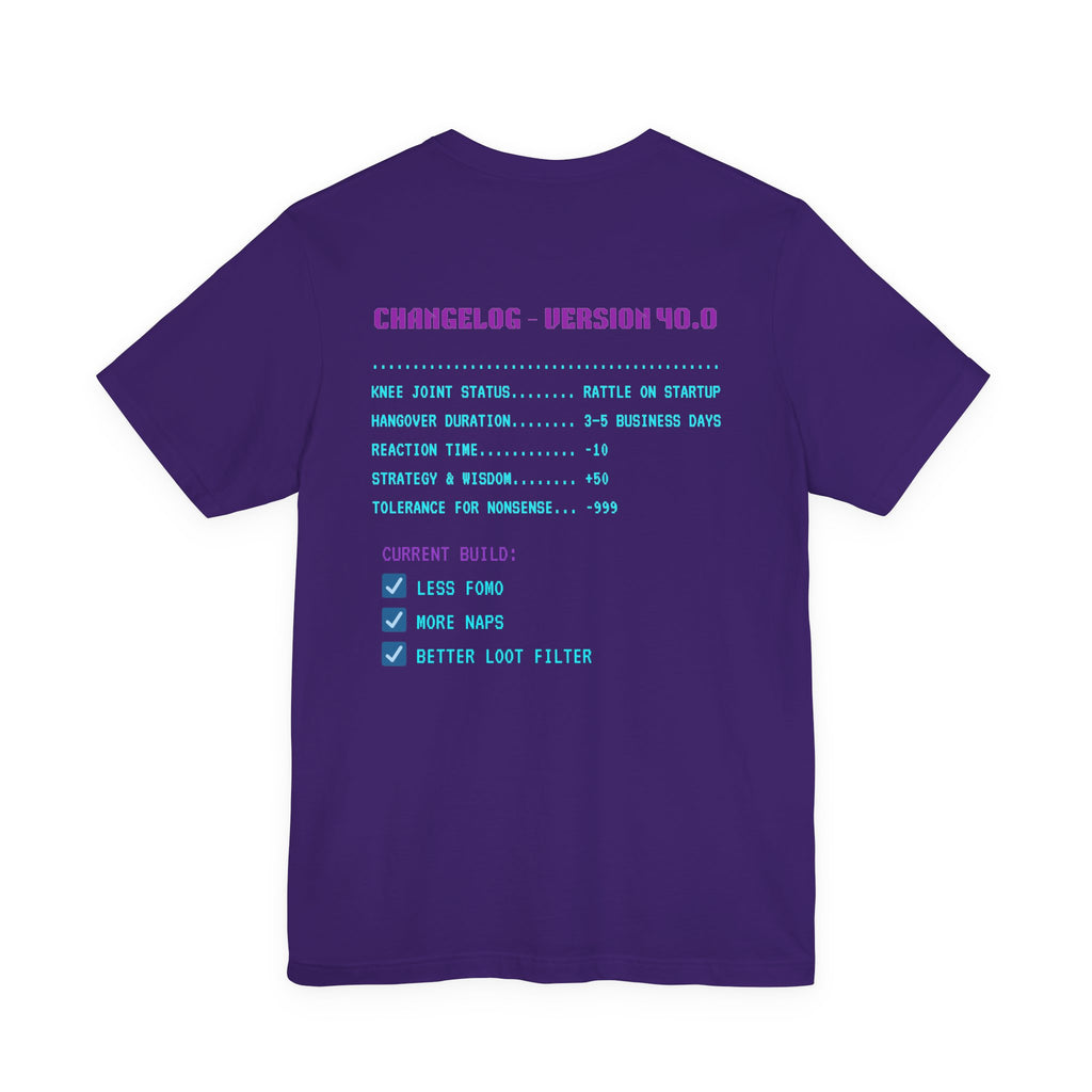 🎮 HUMAN.EXE Patch Notes v40.0 Shirt • Funny 40th Birthday Gamer T-Shirt • Retro Changelog Tee for 80s 90s Gamers • Level 40 Upgrade Gift