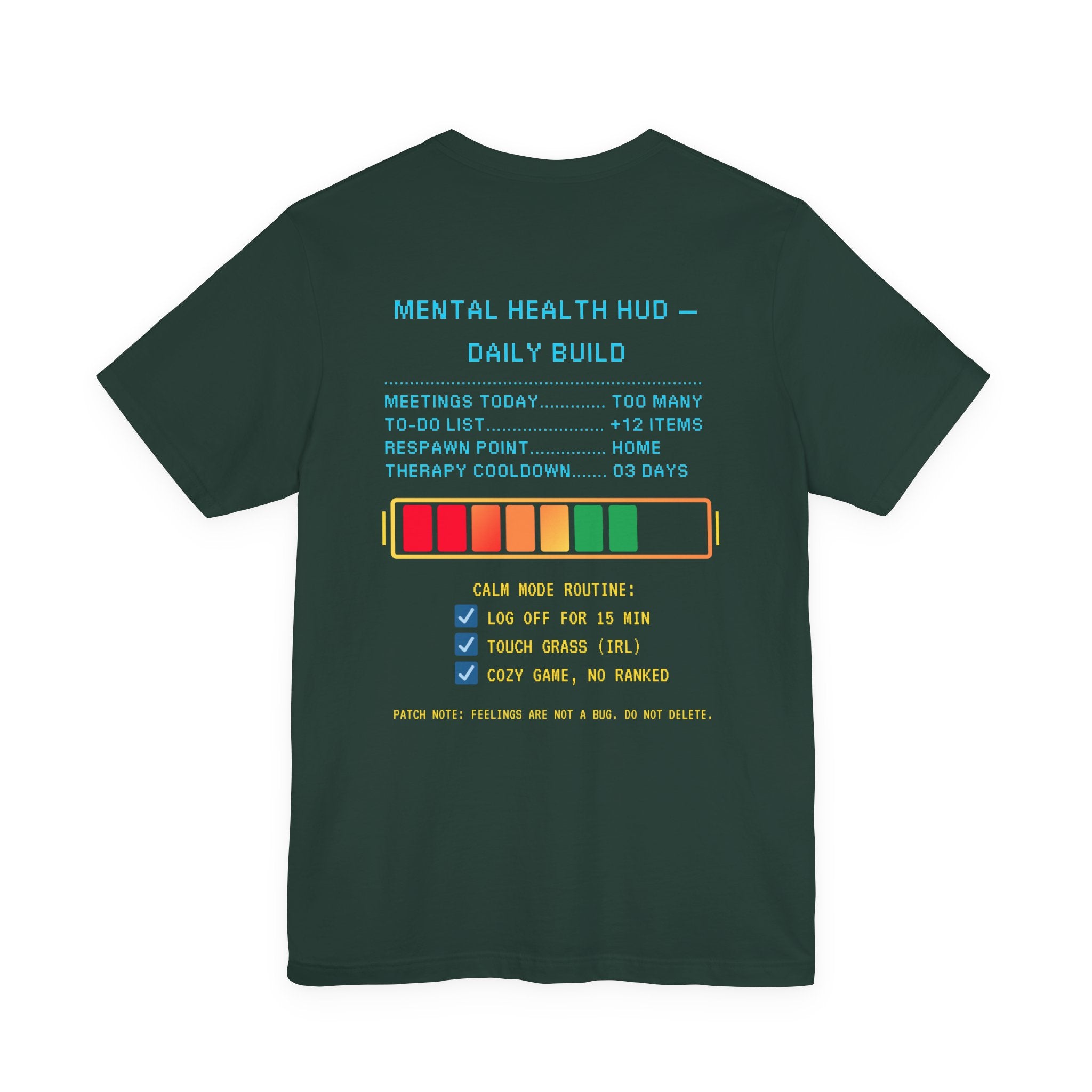 🧠 STRESS LEVELS AT 67% Shirt • Syncing to Calm Mode Gamer Tee • Mental Health HUD Pixel T-Shirt • Retro 80s 90s Gamer Gift for Adults
