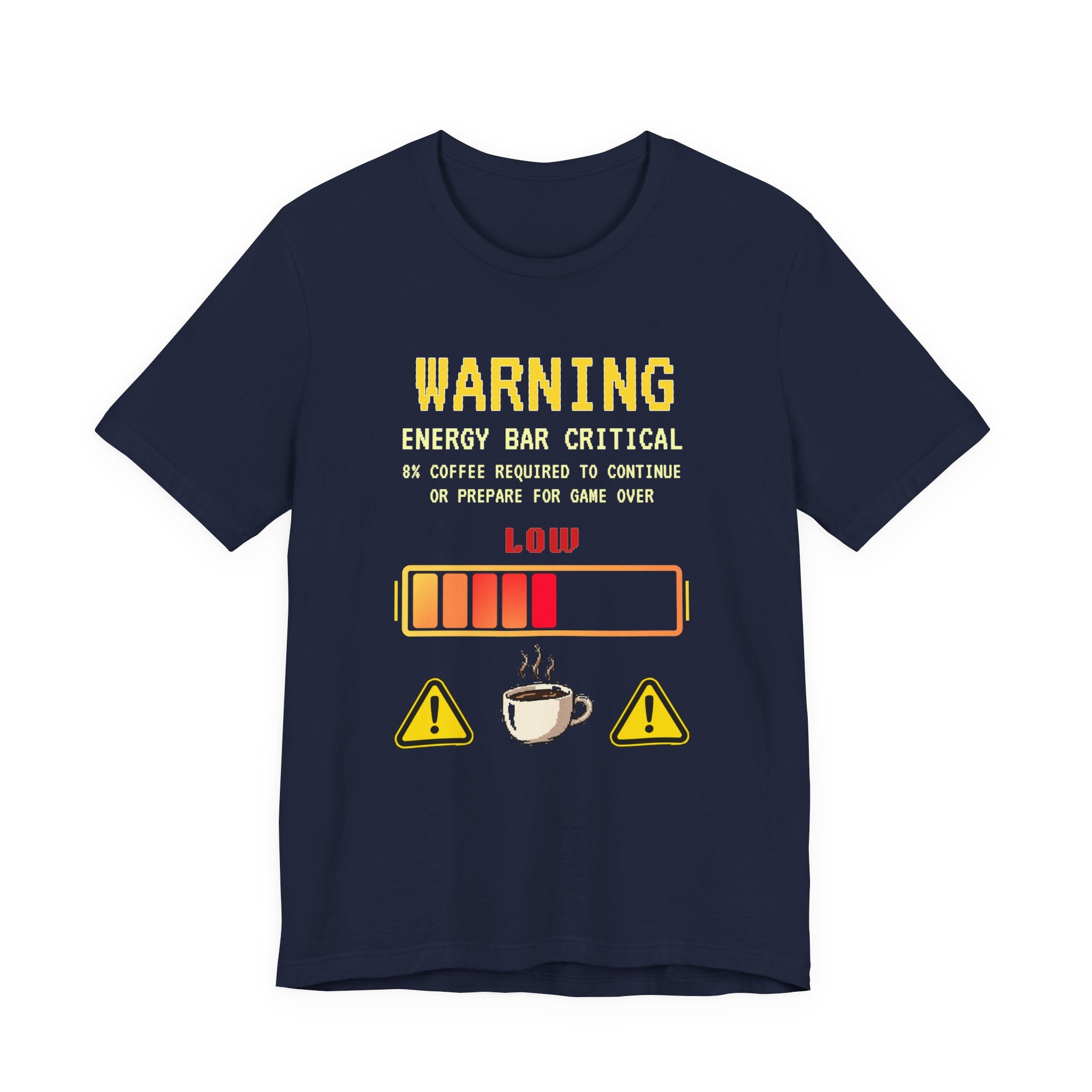 Low Energy Gamer Shirt – Caffeine Required to Respawn Funny Coffee Addict Tee (System Diagnostics Front & Back Print)