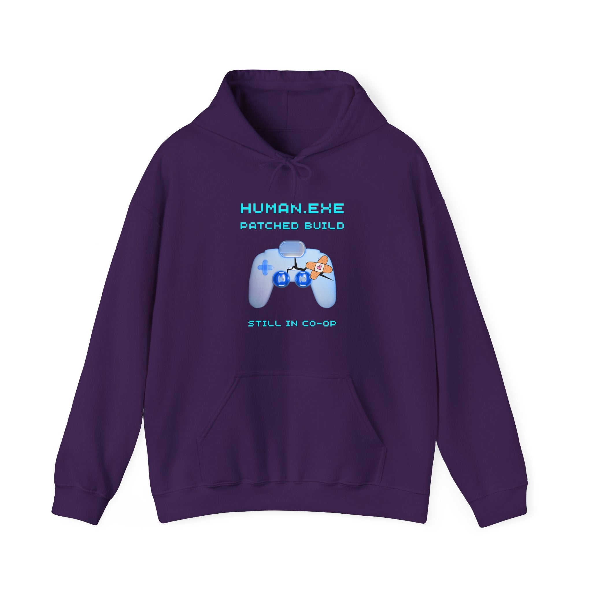 HUMAN.EXE Patched Build Hoodie – Still in Co-Op 40+ Gamer Sweatshirt (Front & Back Print)
