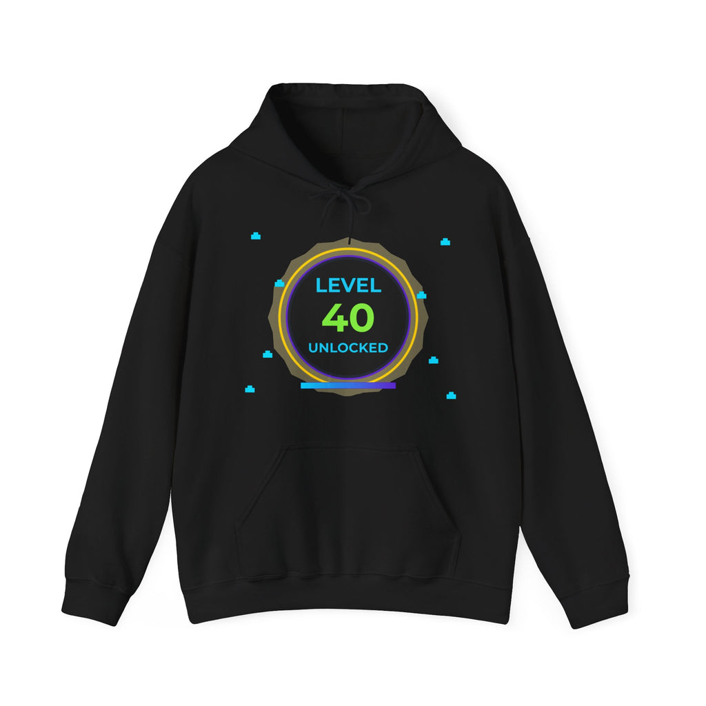 🔥 Level 40 Legend Hoodie • Retro Gamer 40th Birthday Gift • Front + Back Design • Arcade Achievement Hoodie