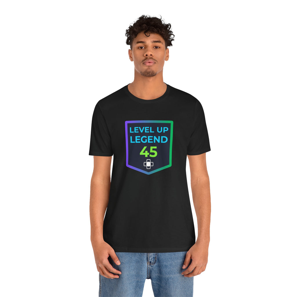 🔥 Level 45 Legend Shirt • Front + Back Design • 45th Birthday Gamer Gift • Retro Gaming Tee • Achievement Badge Design • Milestone Birthday