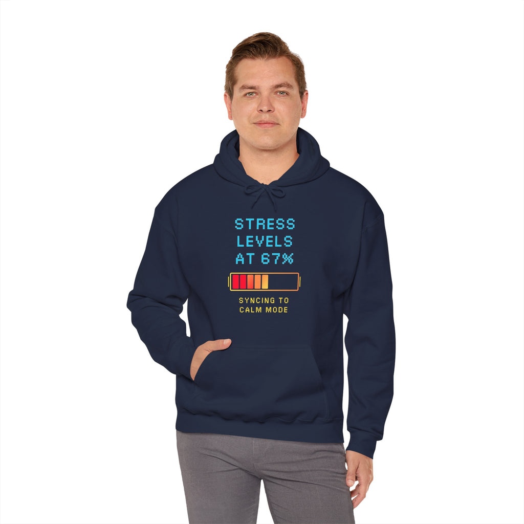 🧠 STRESS LEVELS AT 67% Hoodie • Syncing to Calm Mode Gamer Hoodie • Retro Pixel Mental Health Sweatshirt • Cozy 80s 90s Gamer Gift