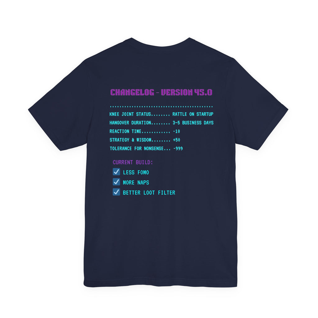 🎮 HUMAN.EXE Patch Notes v45.0 Shirt • Funny 45th Birthday Gamer T-Shirt • Retro Changelog Tee for 80s 90s Gamers • Level 45 Upgrade Gift